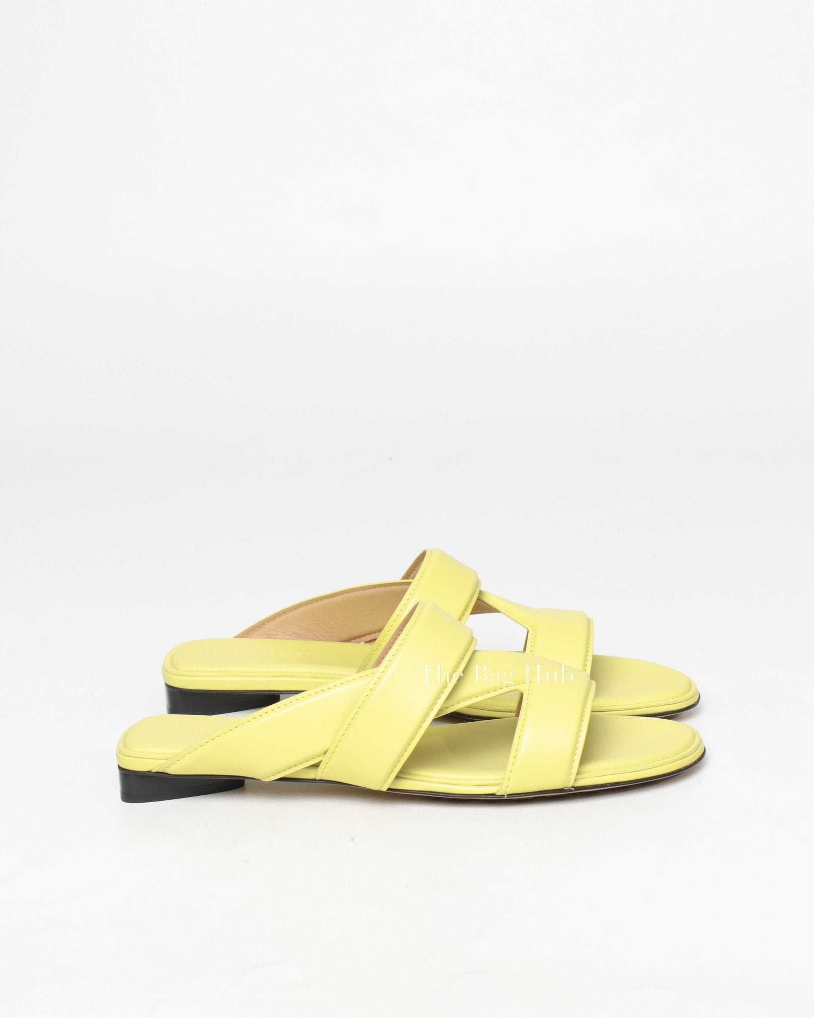 Bottega Veneta Light Yellow Leather Band Flat Sandals Size 38-5
