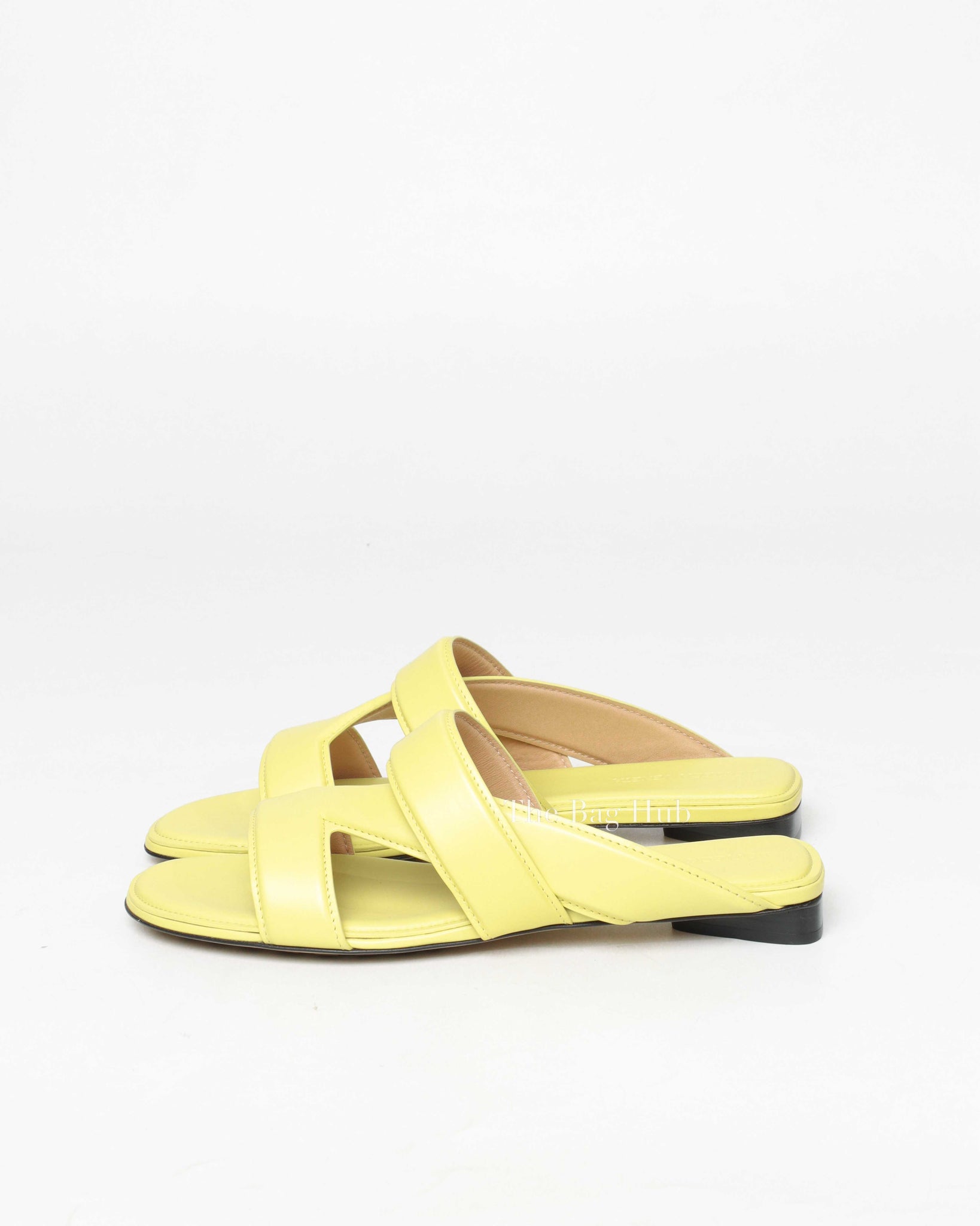 Bottega Veneta Light Yellow Leather Band Flat Sandals Size 38-6