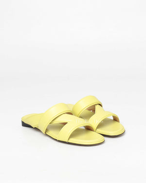 Bottega Veneta Light Yellow Leather Band Flat Sandals Size 38-2