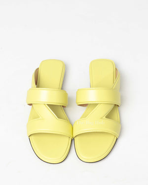 Bottega Veneta Light Yellow Leather Band Flat Sandals Size 38-4
