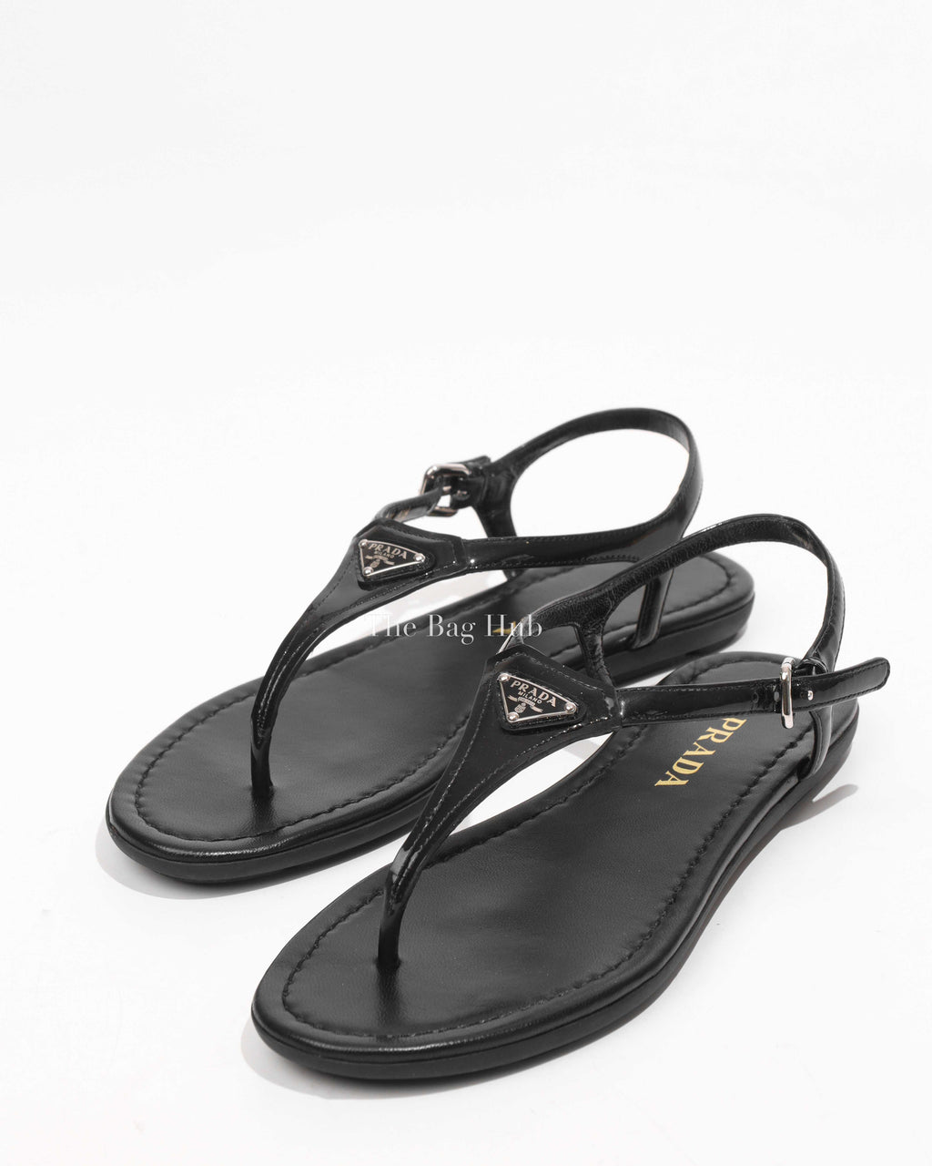 Prada Nero Calzature Donna Vernice Sandals Size 37.5 1Y450F-1