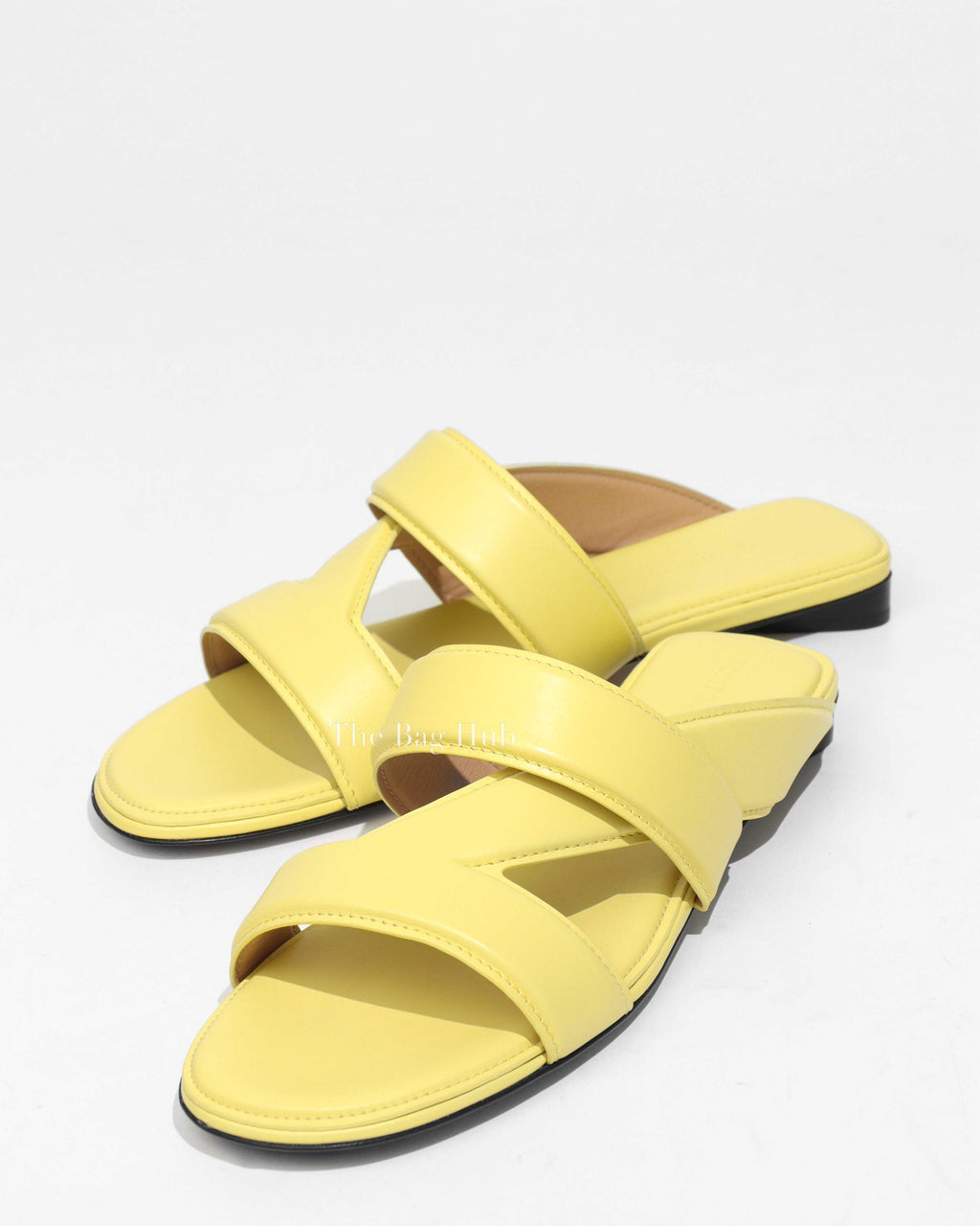 Bottega Veneta Light Yellow Leather Band Flat Sandals Size 38-1