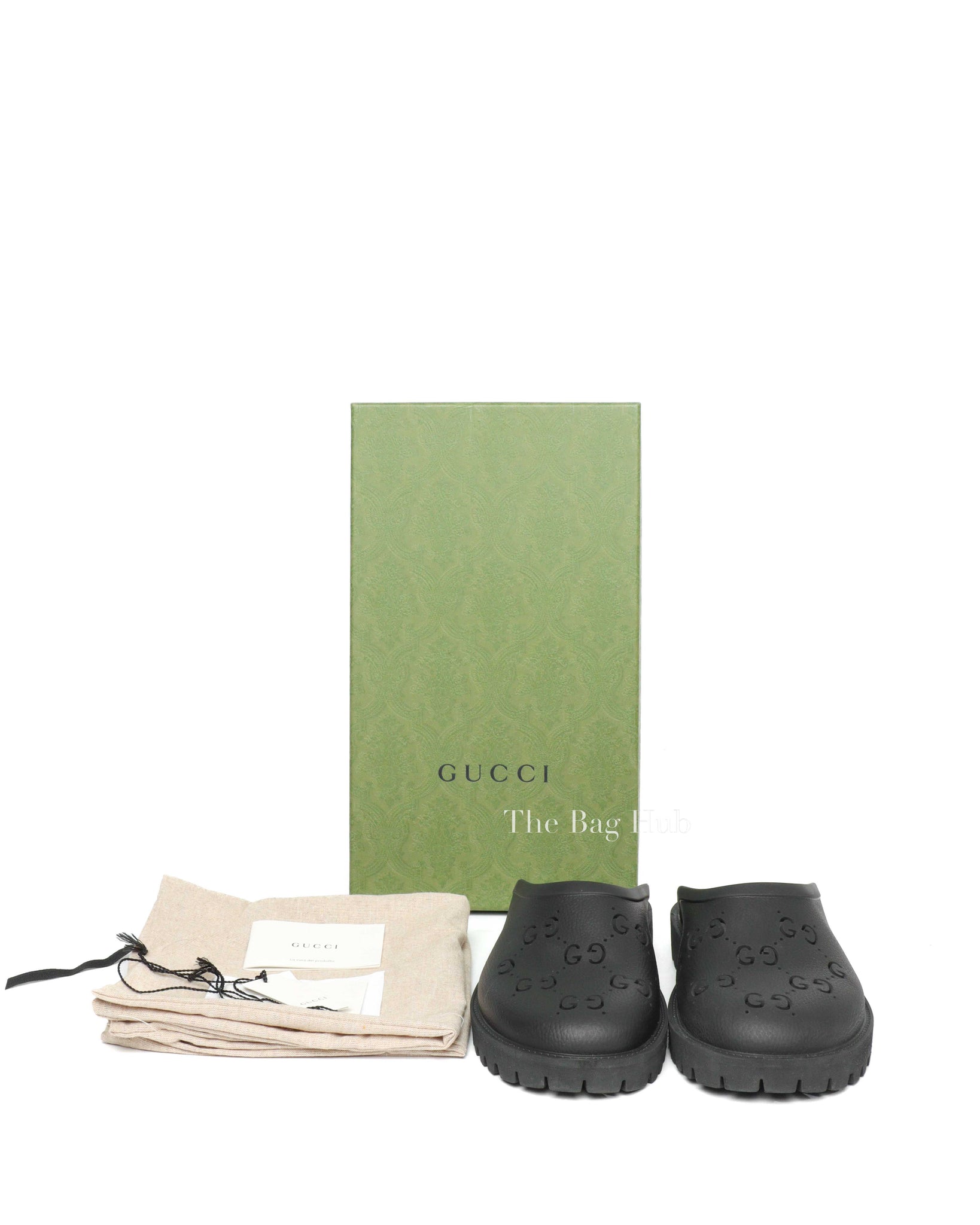 Gucci Black Rubber Men's Slip On Sandals Size 9-9