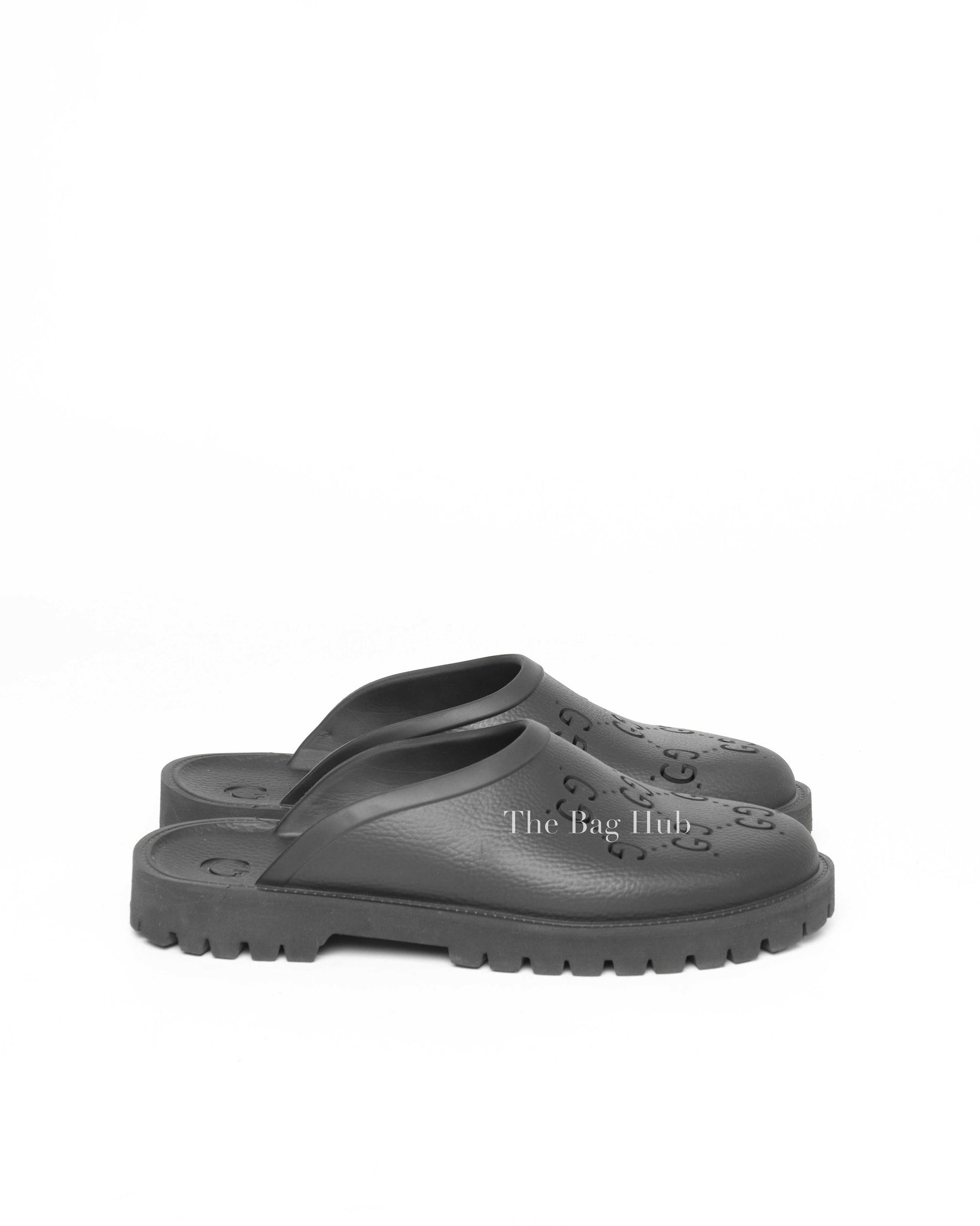 Gucci Black Rubber Men's Slip On Sandals Size 9-5