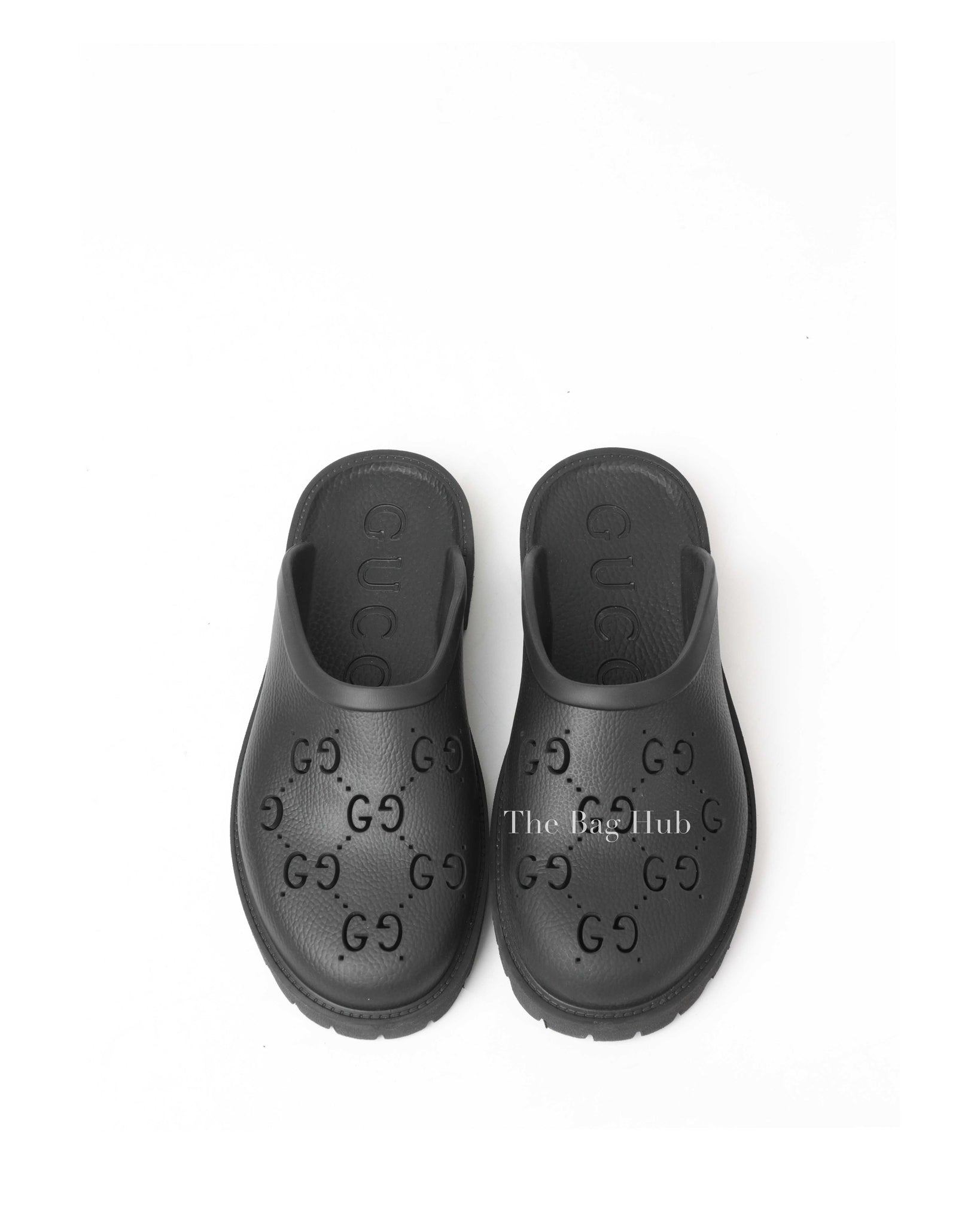 Gucci Black Rubber Men s Slip On Sandals Size 9 Designer Brand Authentic Gucci The Bag Hub
