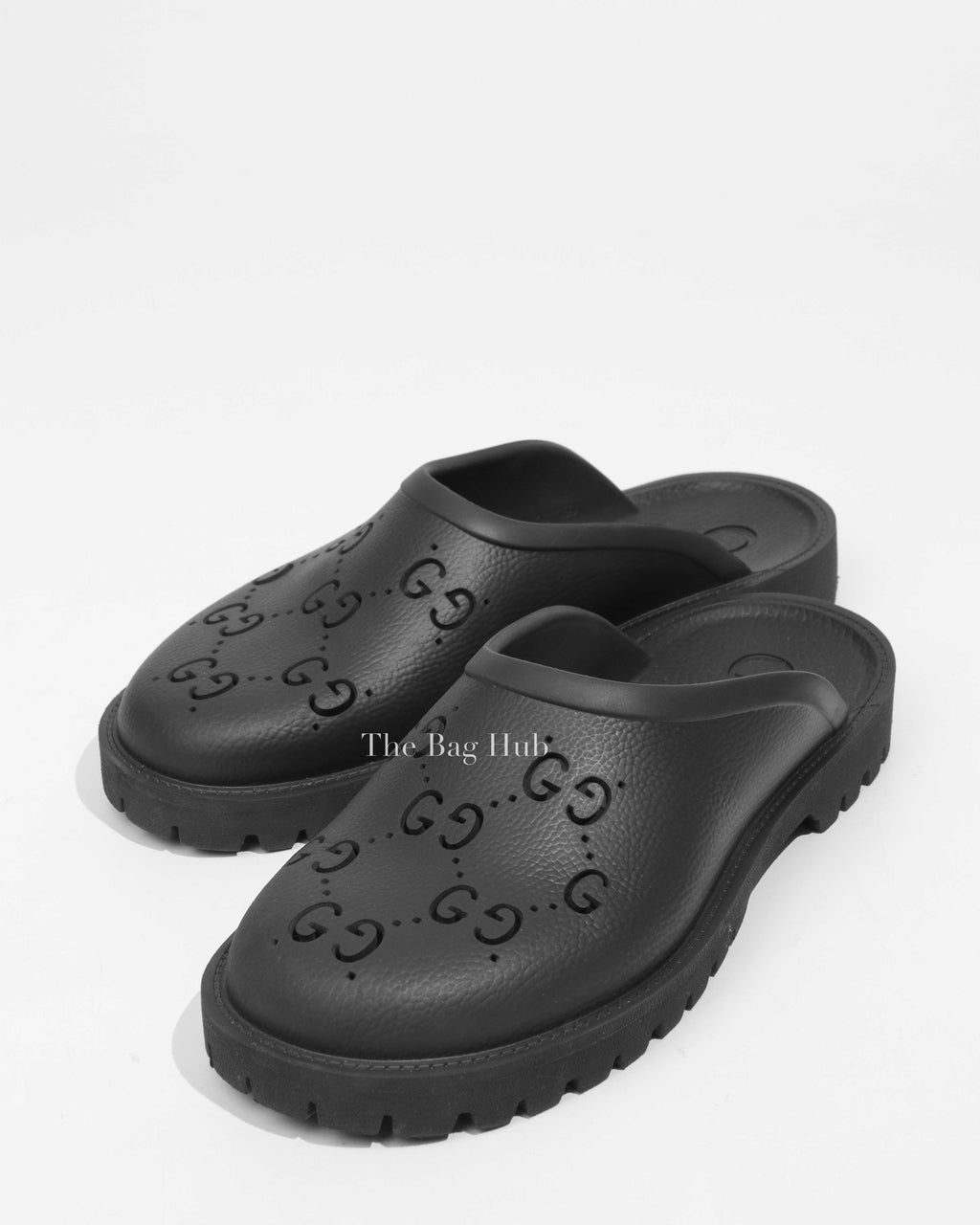 Gucci Black Rubber Men's Slip On Sandals Size 9-1