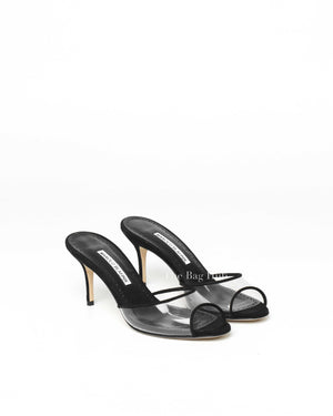 Manolo Blahnik Black Suede Sandals Size 36.5-2