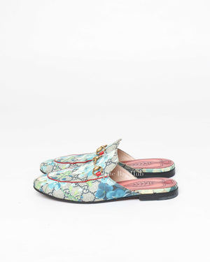 Gucci Blue Blooms Mules Size 36.5-6