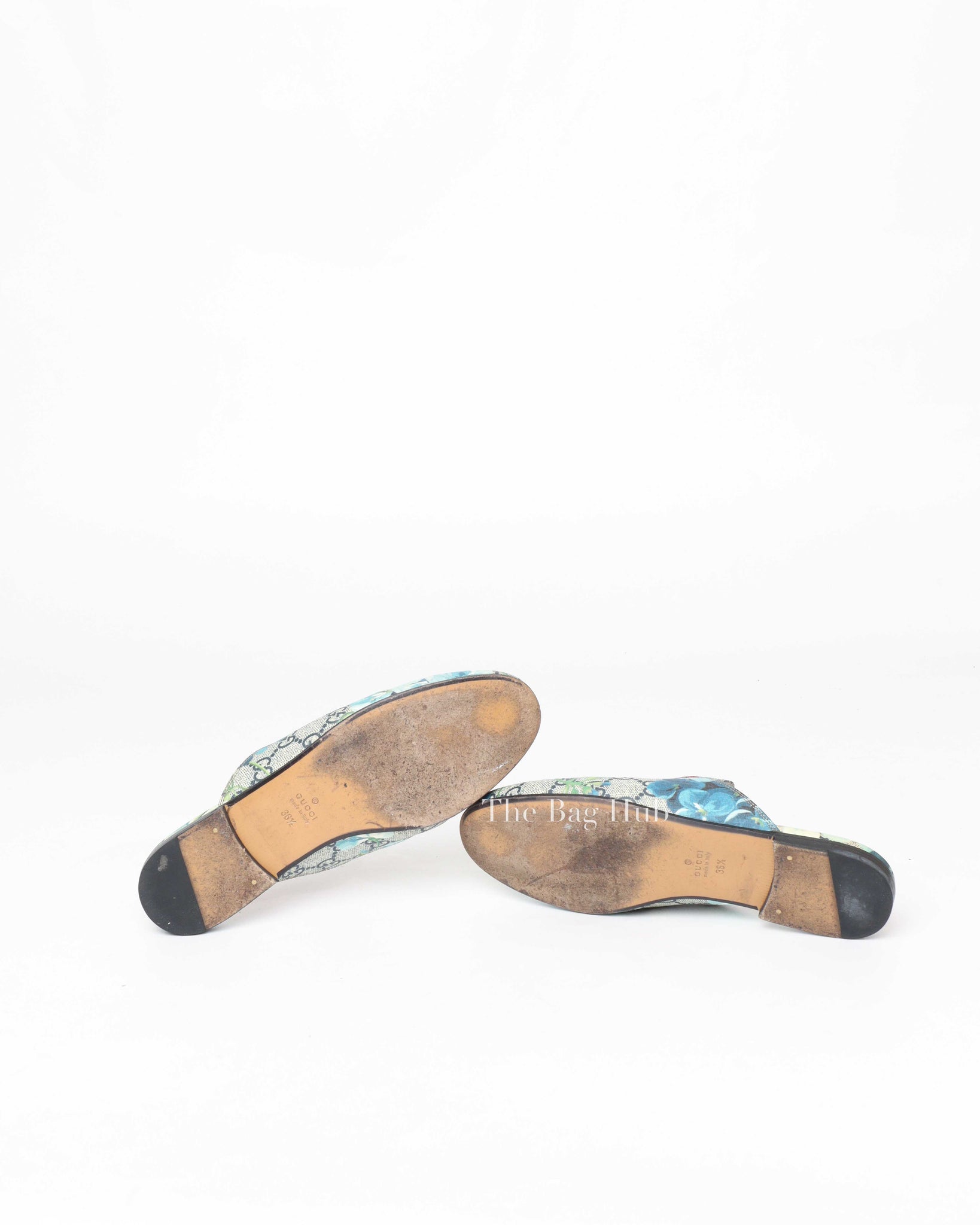 Gucci Blue Blooms Mules Size 36.5-8