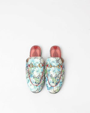 Gucci Blue Blooms Mules Size 36.5-4