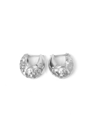 18K White Gold Hammered Chunky Earrings-2