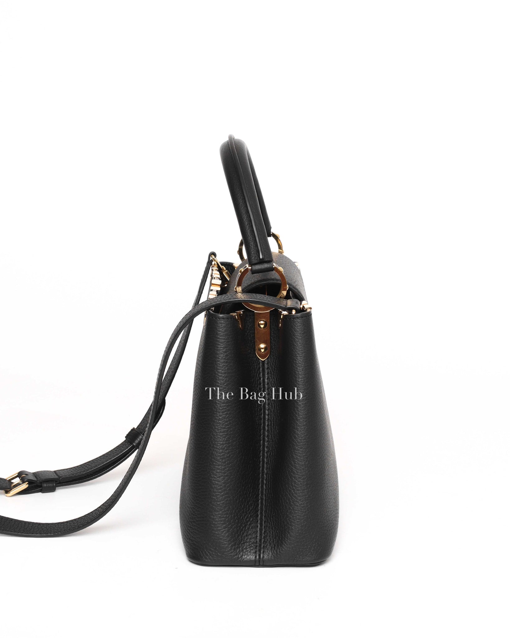 Louis Vuitton Black Flower Crown Capucines MM Shoulder Bag-4