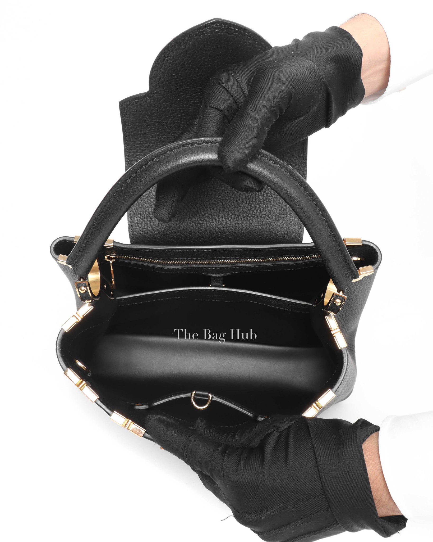 Louis Vuitton Black Flower Crown Capucines MM Shoulder Bag-11