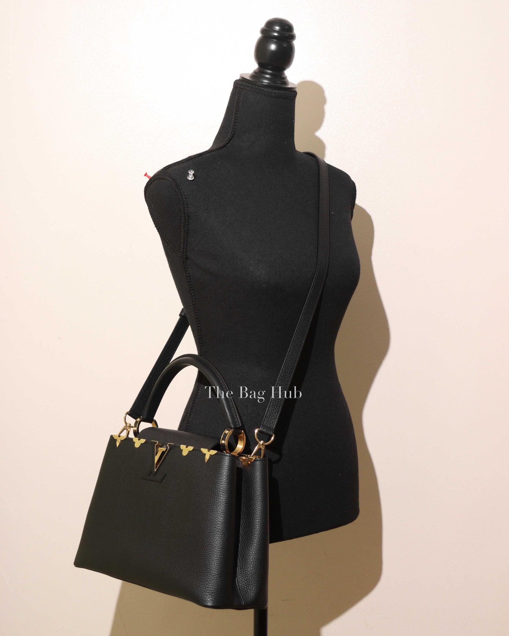 Louis Vuitton Black Flower Crown Capucines MM Shoulder Bag-12