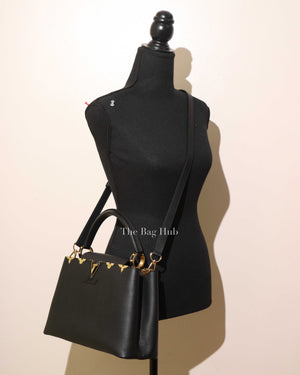 Louis Vuitton Black Flower Crown Capucines MM Shoulder Bag-12