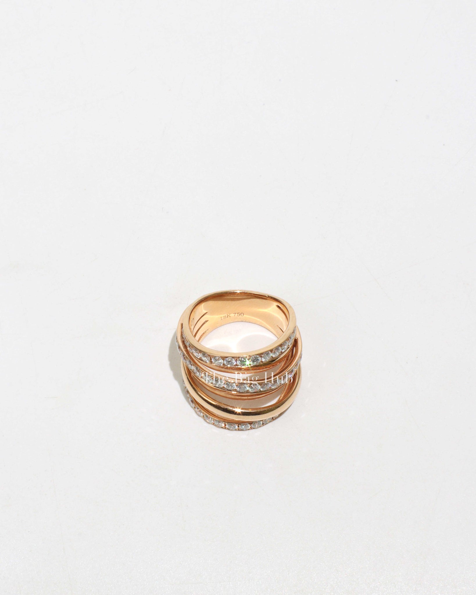 18K Rose Gold Diamond Stacked Ring-3