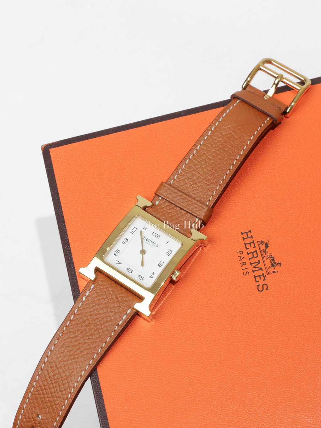 Hermes Gold Chestnut Heure H Watch Large Model 34MM-1