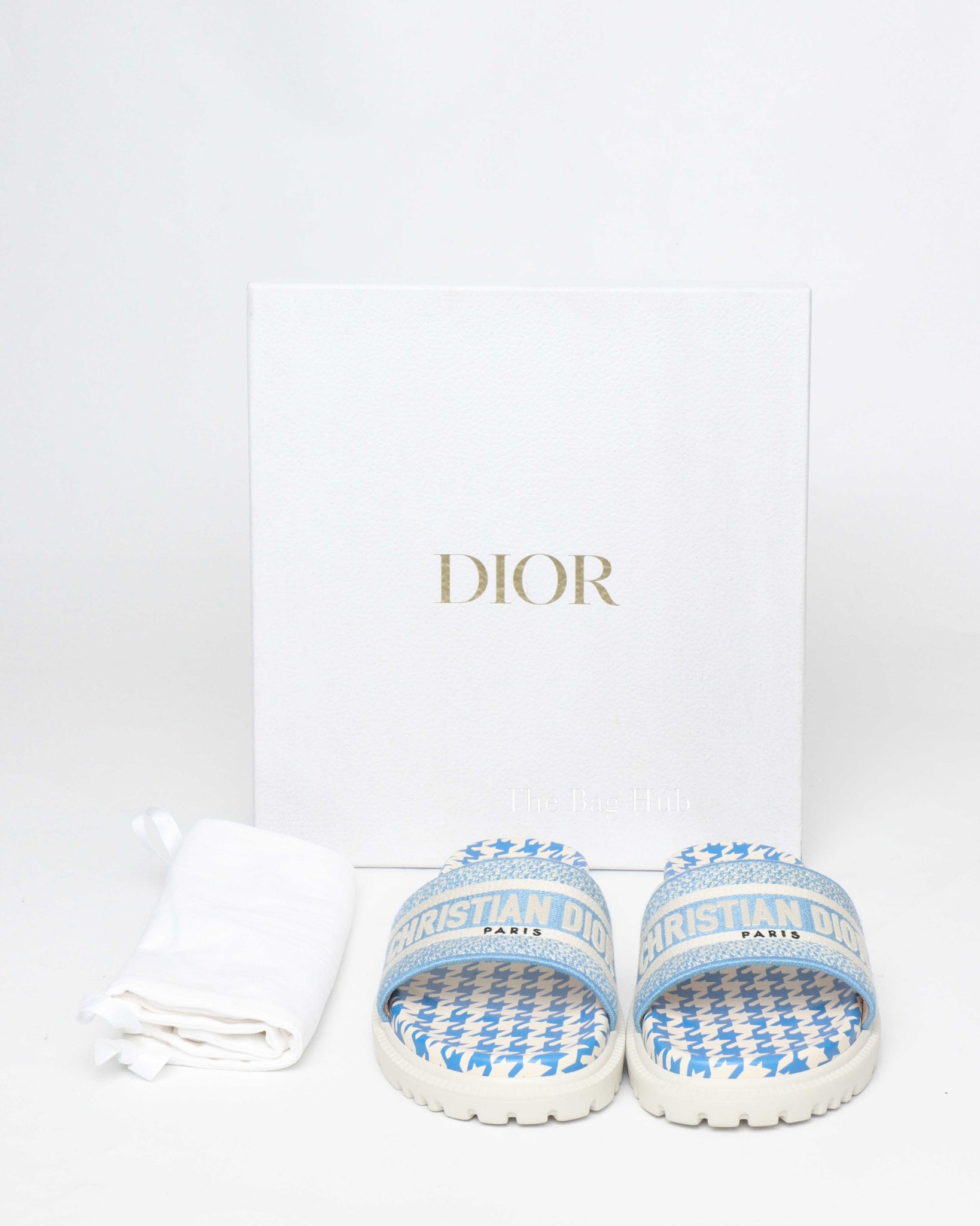 Christian Dior White/Blue Embroidered Canvas D'Way Sandals Size 40-9