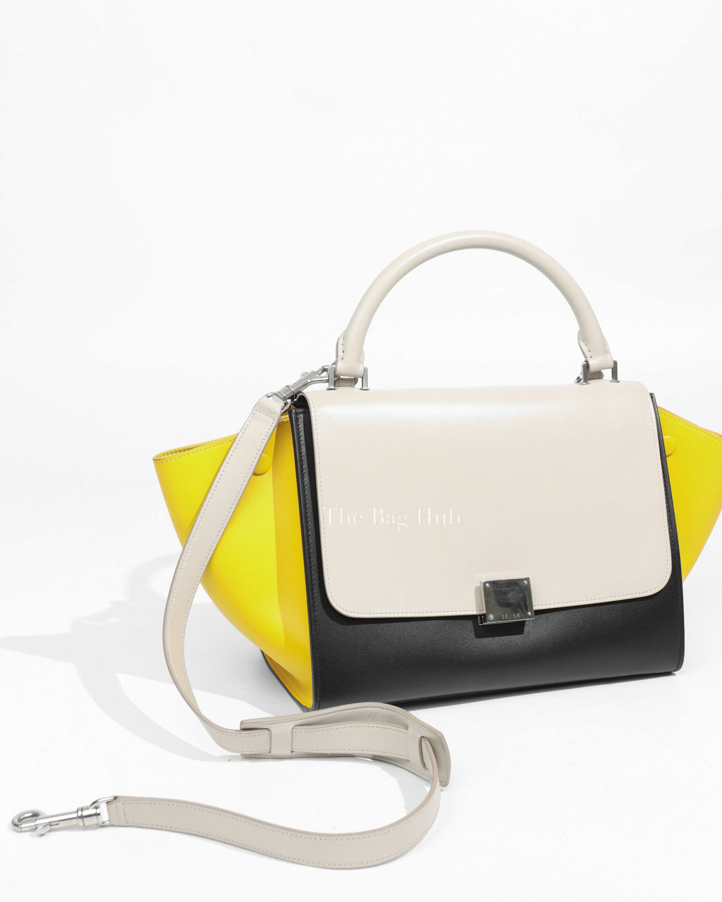 Celine Beige/Yellow/Black Leather Small Trapeze Bag
