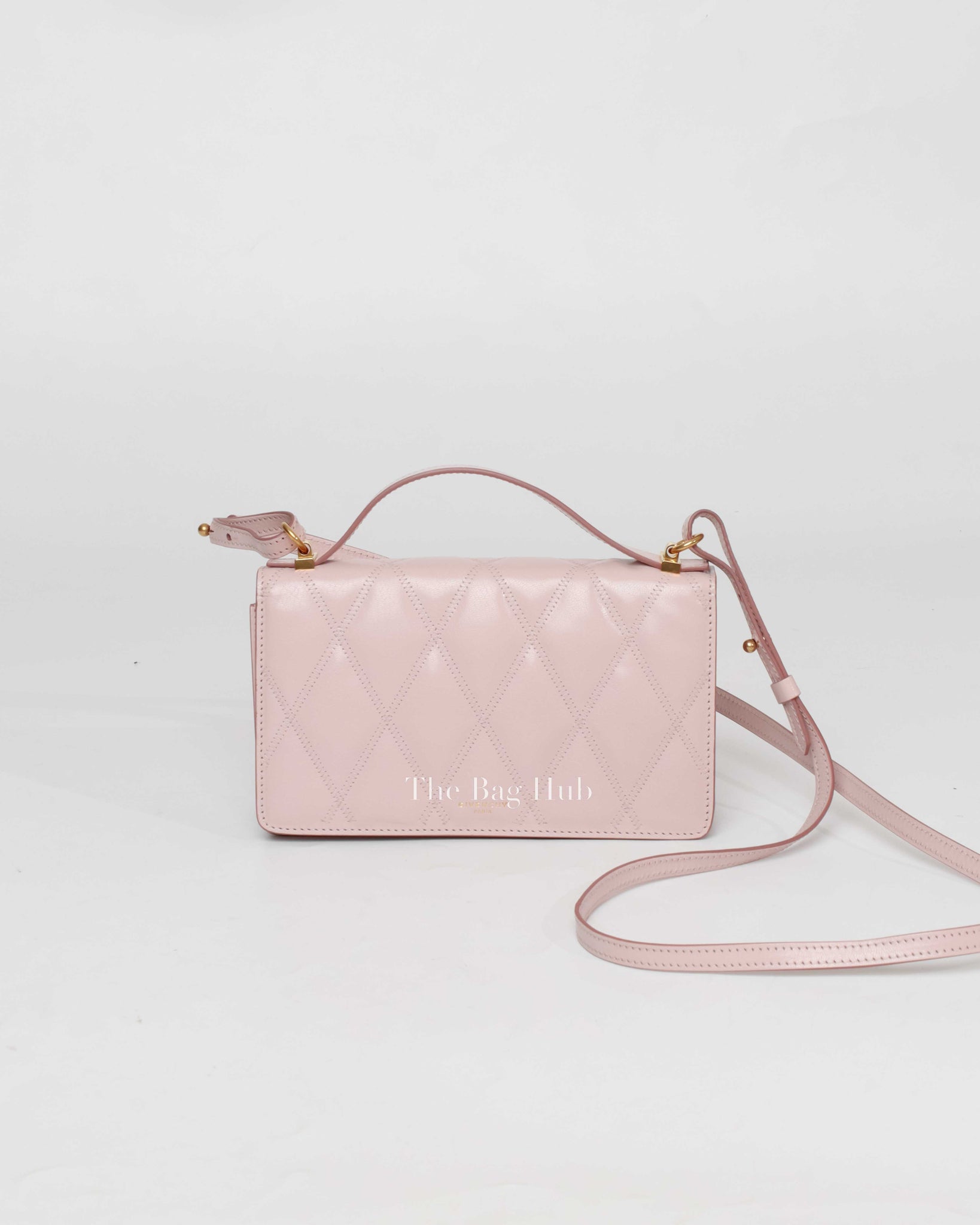 Givenchy Pale Pink Goatskin Quilted GV3 Strap Wallet-2