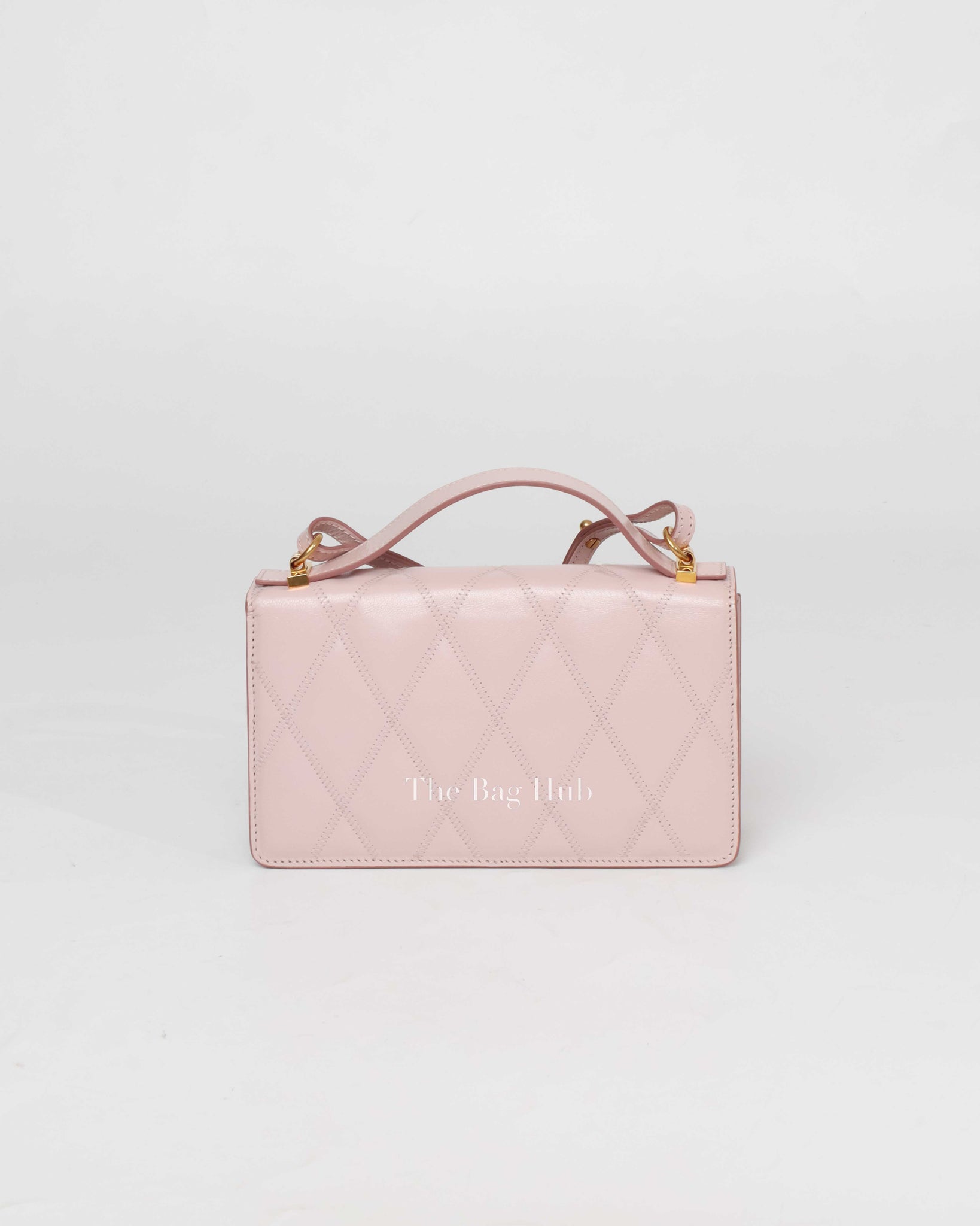 Givenchy Pale Pink Goatskin Quilted GV3 Strap Wallet-3