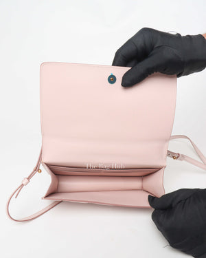 Givenchy Pale Pink Goatskin Quilted GV3 Strap Wallet-11