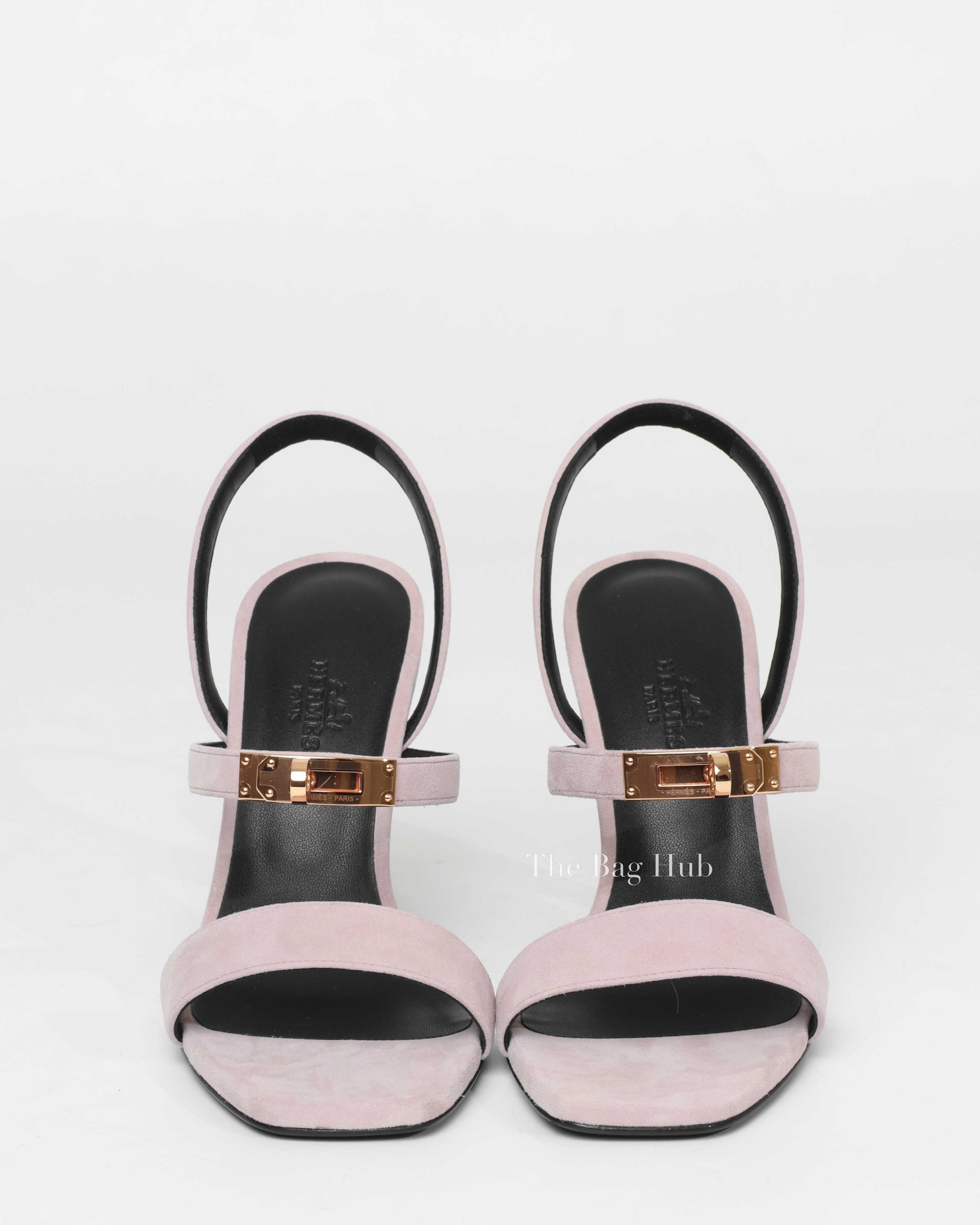 Hermes Rose Porcelaine Suede Goatskin Glamour Sandals Size 37.5 RGHW-3