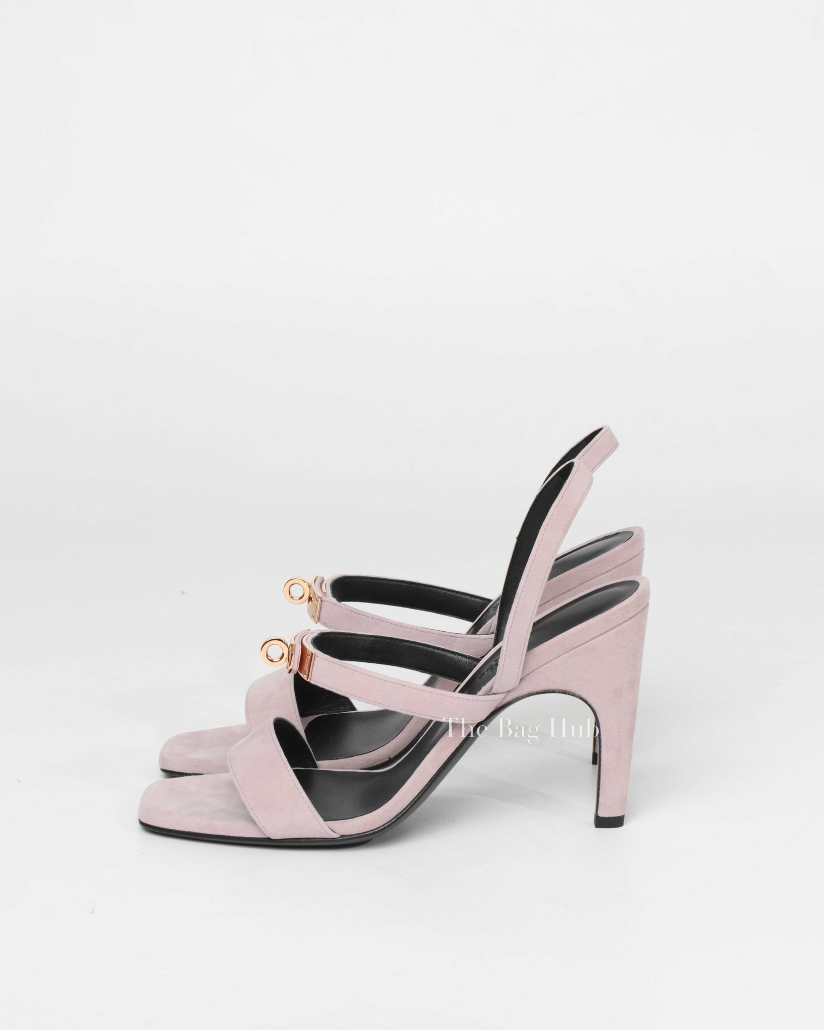 Hermes Rose Porcelaine Suede Goatskin Glamour Sandals Size 37.5 RGHW-6