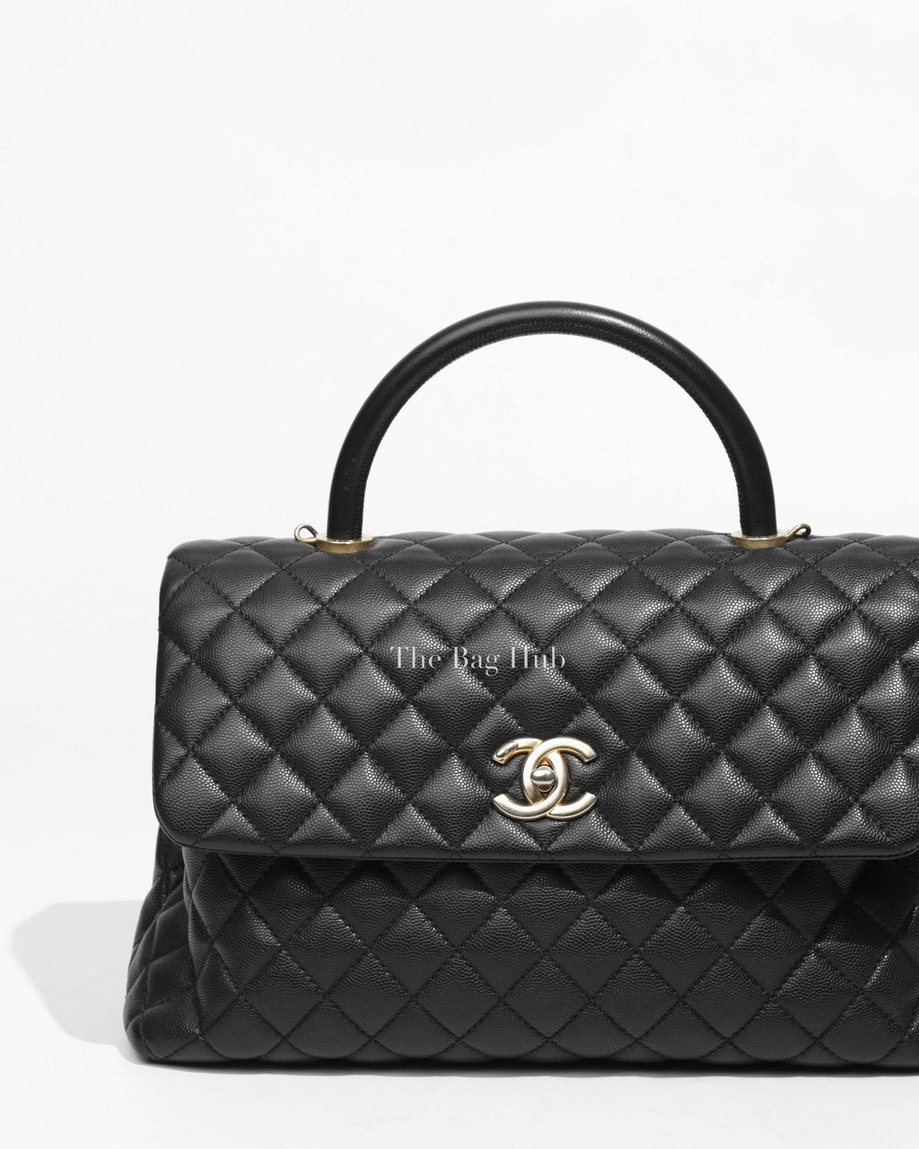Chanel Black Caviar Leather Large Coco Handle Bag GHW-1
