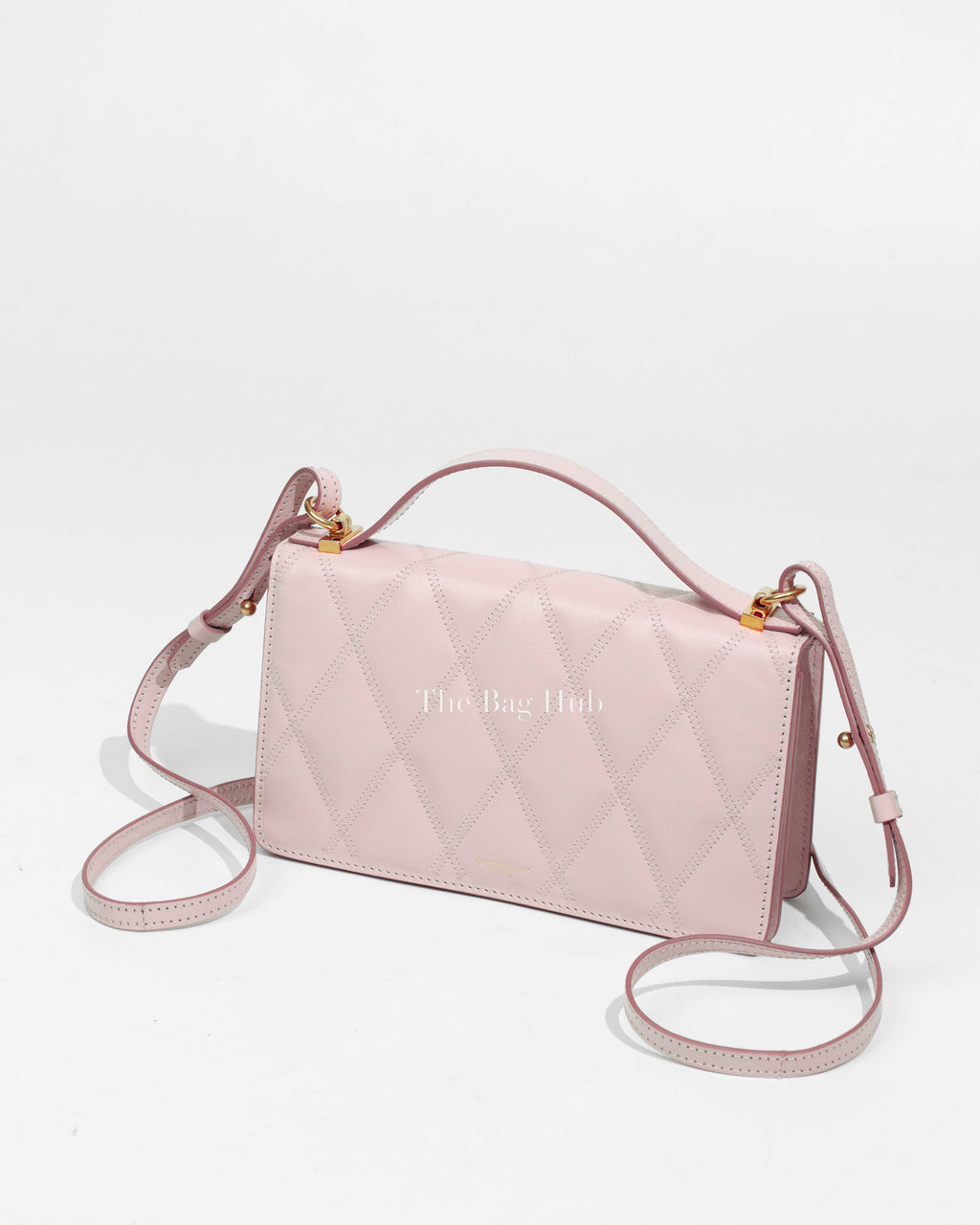 Givenchy Pale Pink Goatskin Quilted GV3 Strap Wallet-1