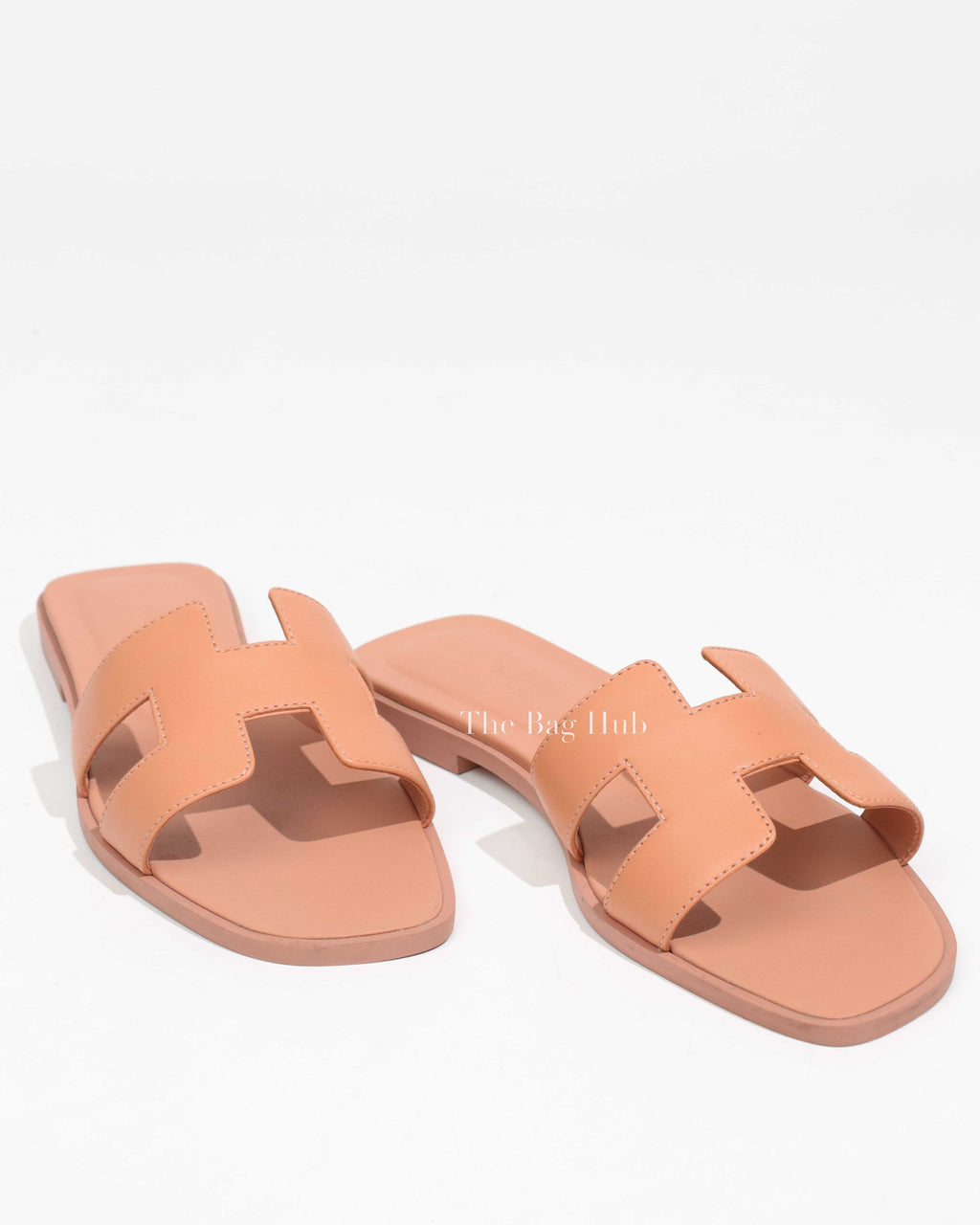 Hermes Granite Rose Calfskin Oran Sandals Size 37-1