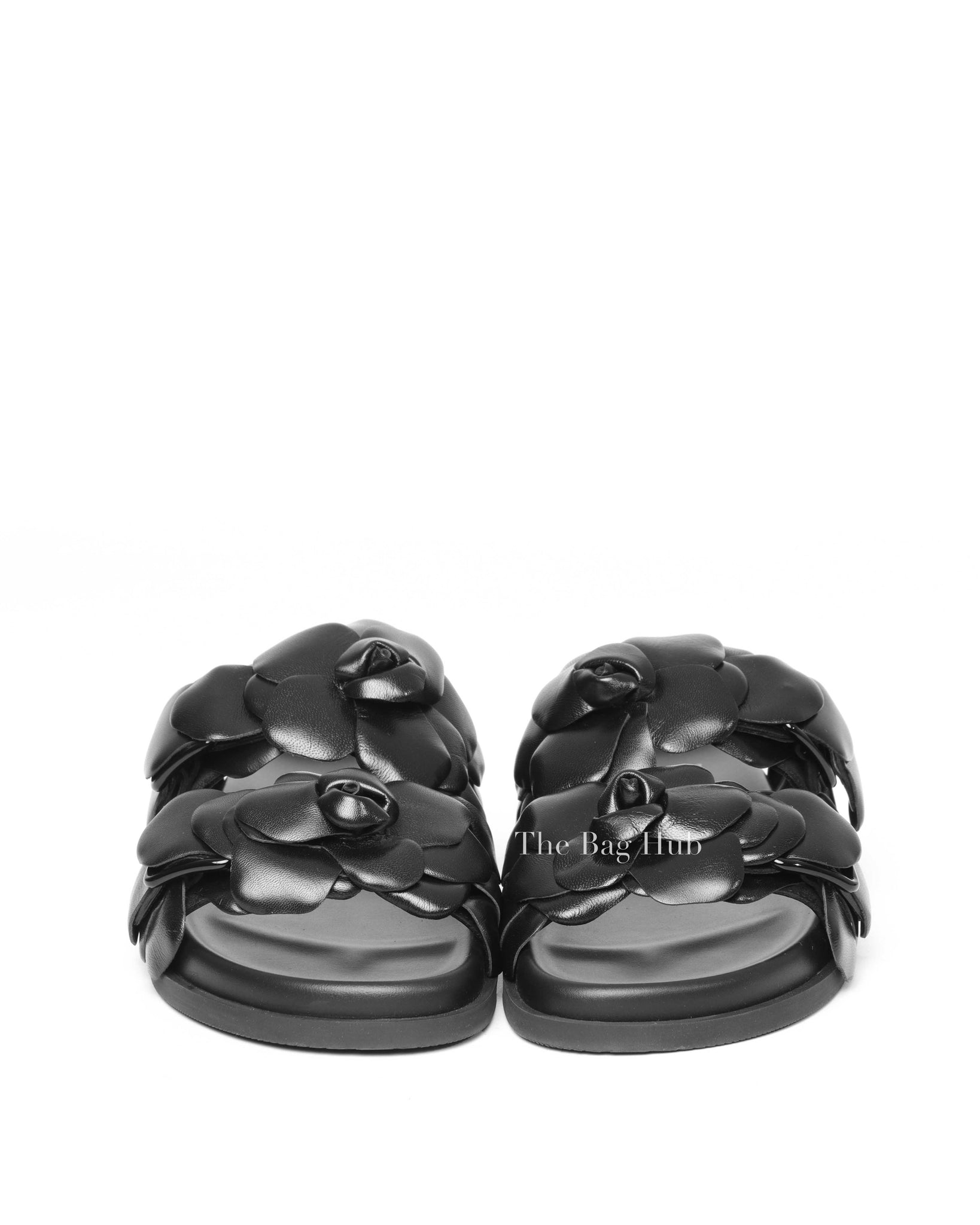 Valentino Black Leather Atelier 03 Rose Edition Slides Size 37.5-3