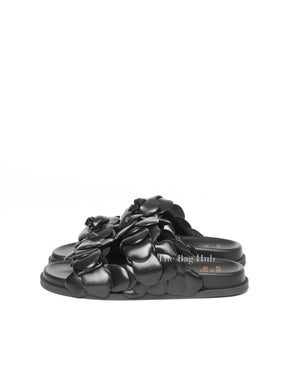 Valentino Black Leather Atelier 03 Rose Edition Slides Size 37.5-6