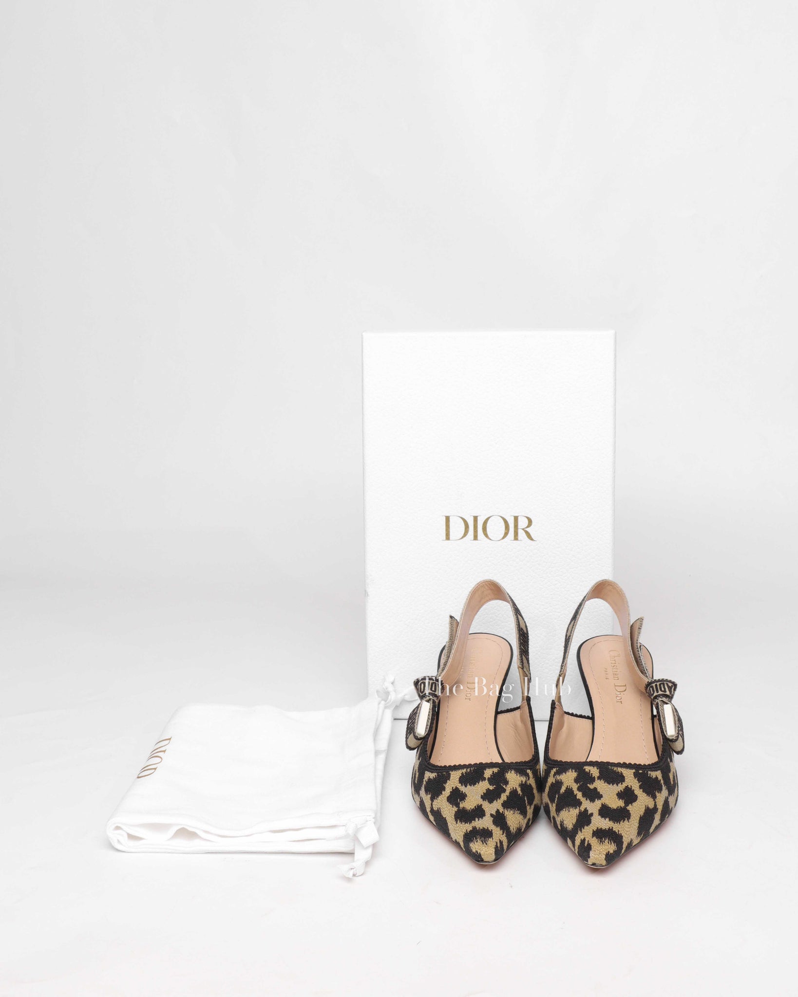 Dior Leopard Embroidered J'Adior Slingback Pumps Size 38.5-9