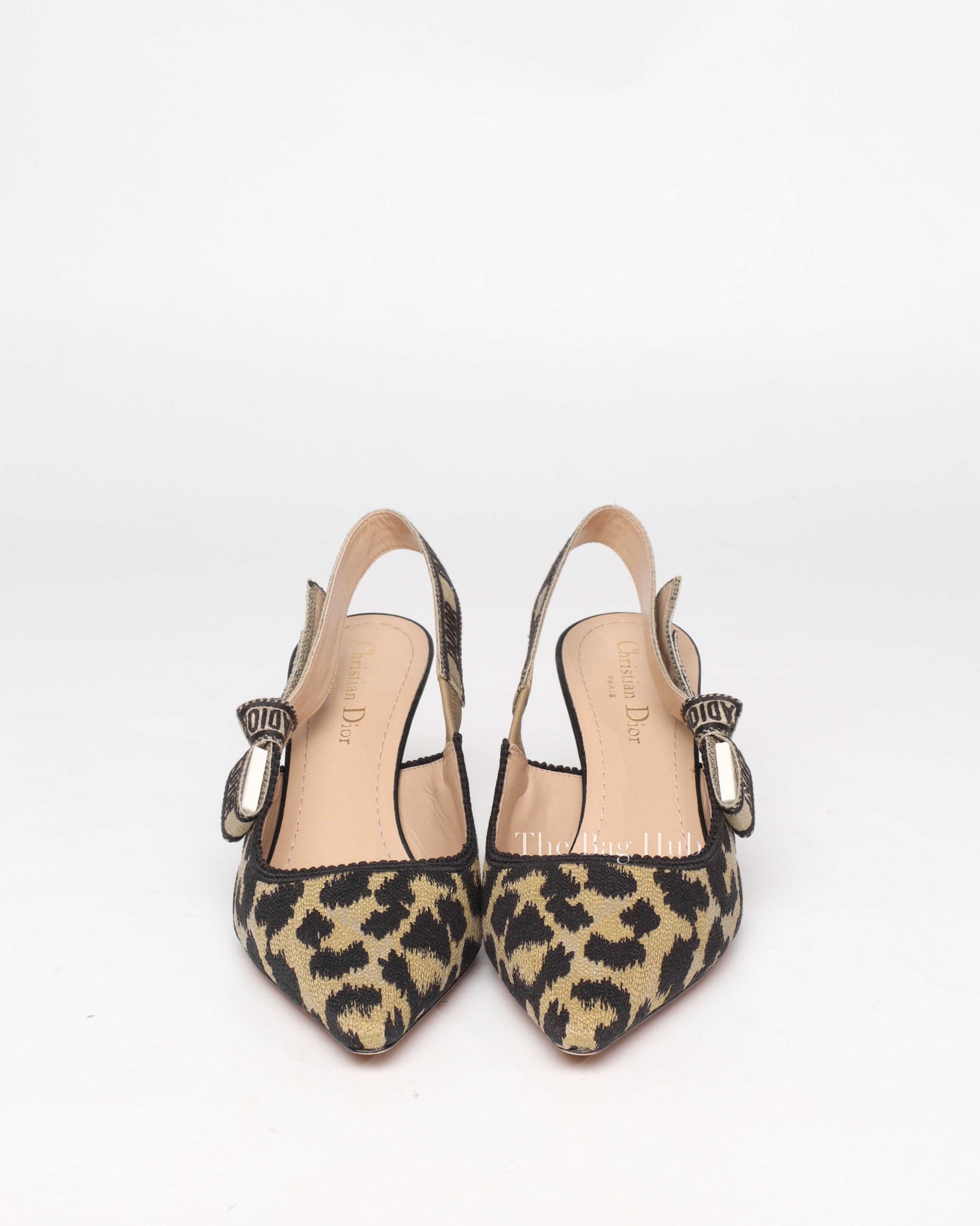 Dior Leopard Embroidered J'Adior Slingback Pumps Size 38.5-3