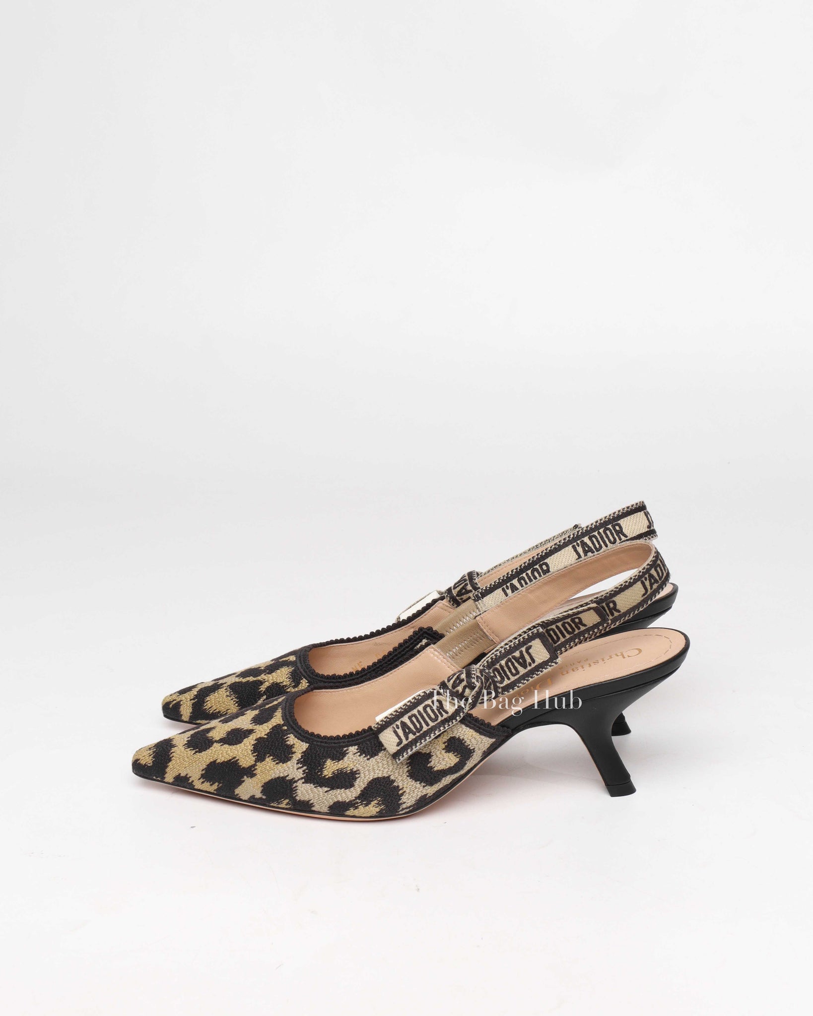 Dior Leopard Embroidered J'Adior Slingback Pumps Size 38.5-6