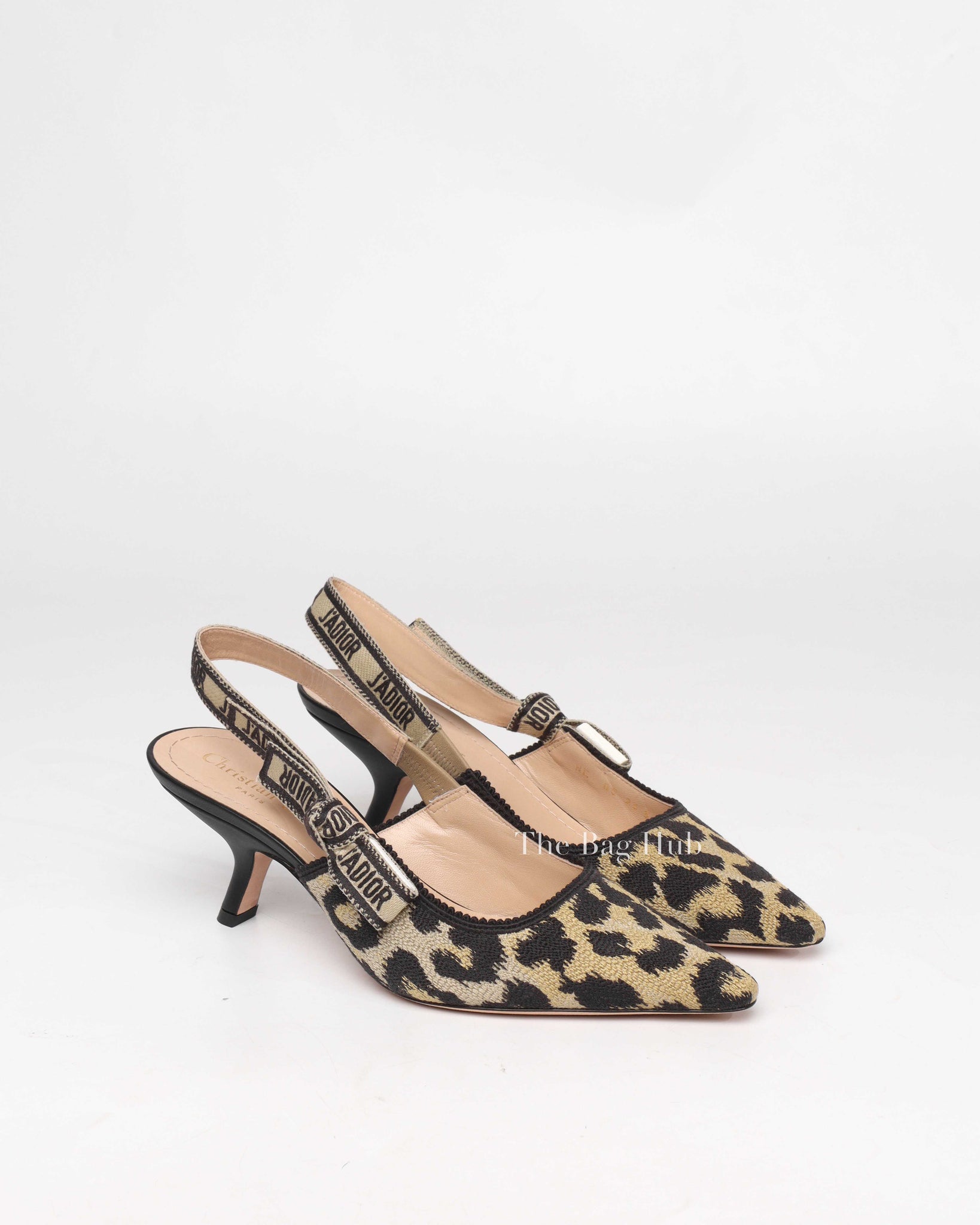 Dior Leopard Embroidered J'Adior Slingback Pumps Size 38.5-2