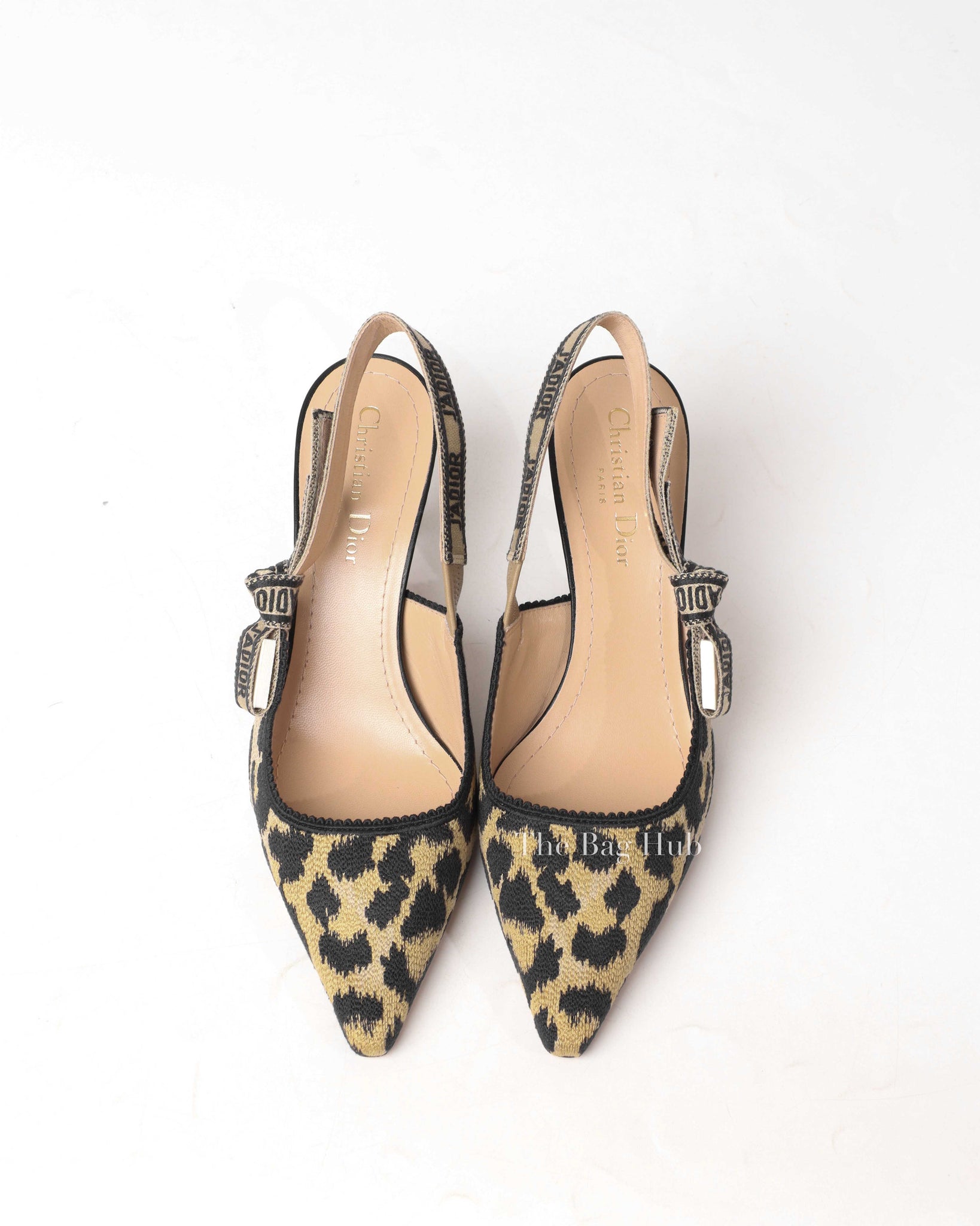 Dior Leopard Embroidered J'Adior Slingback Pumps Size 38.5-4