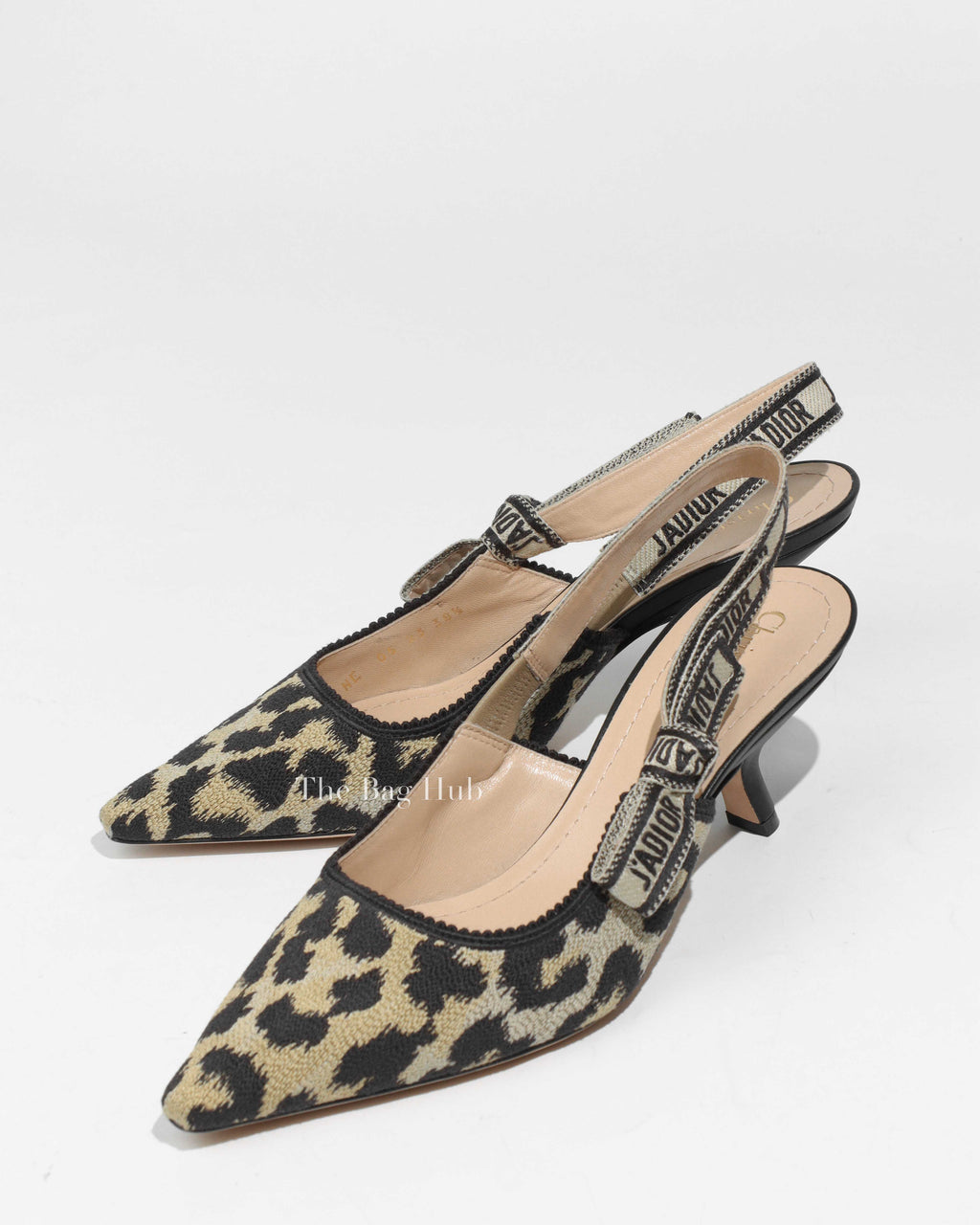 Dior Leopard Embroidered J'Adior Slingback Pumps Size 38.5-1
