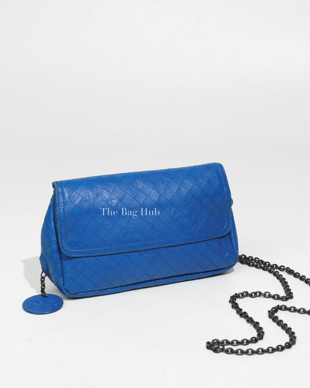 Bottega Veneta Blue Calfskin Intrecciato Embossed Butterfly Small Chain Crossbody Bag-1