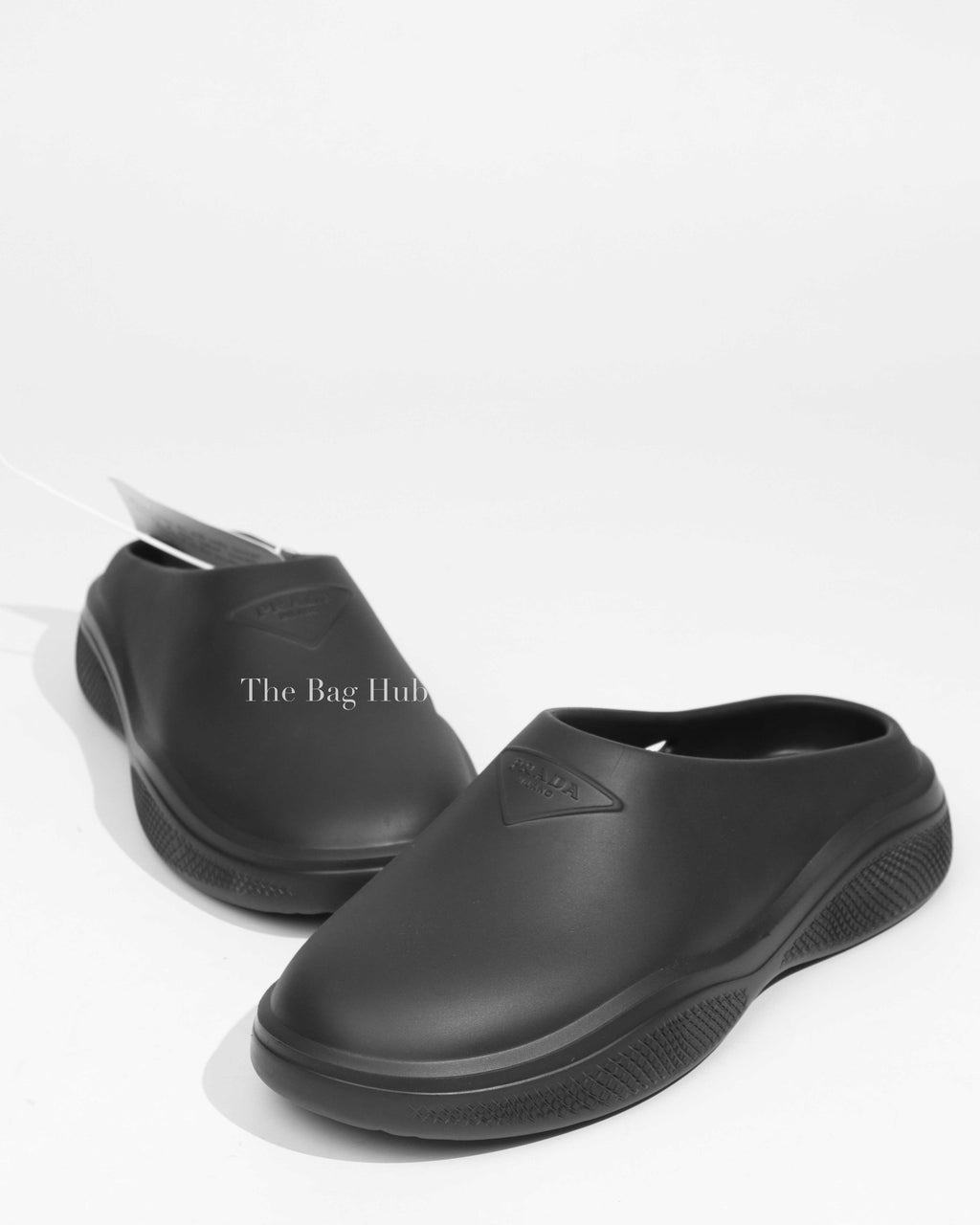 Prada Black Molded Rubber Mules Mens Sandals Size 41-1