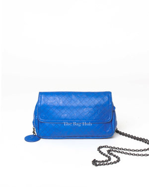 Bottega Veneta Blue Calfskin Intrecciato Embossed Butterfly Small Chain Crossbody Bag-2