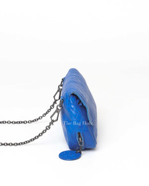 Bottega Veneta Blue Calfskin Intrecciato Embossed Butterfly Small Chain Crossbody Bag-4
