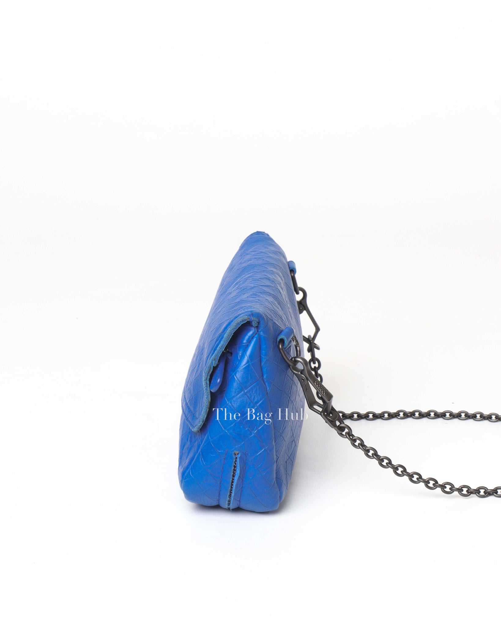 Bottega Veneta Blue Calfskin Intrecciato Embossed Butterfly Small Chain Crossbody Bag-5