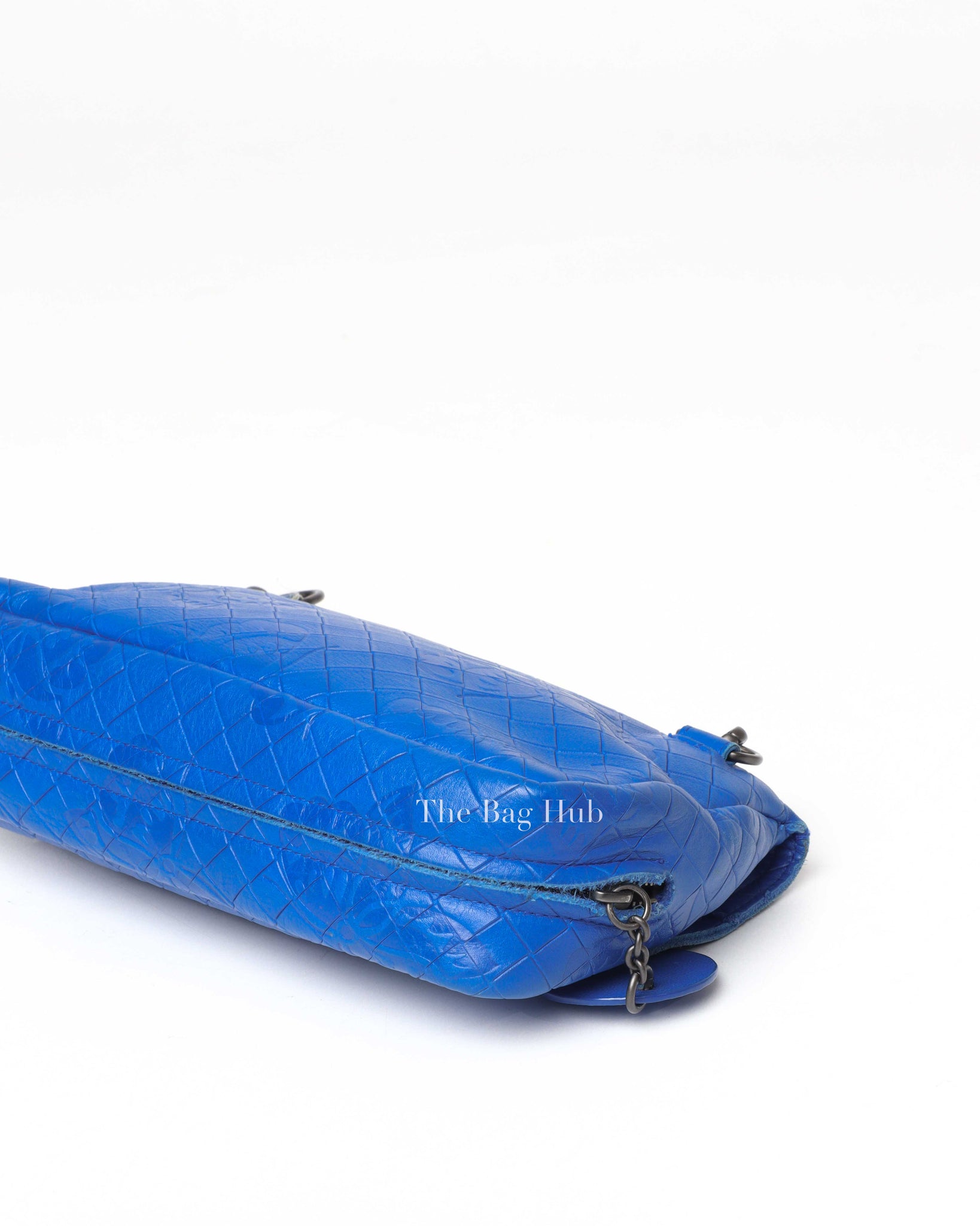 Bottega Veneta Blue Calfskin Intrecciato Embossed Butterfly Small Chain Crossbody Bag-10