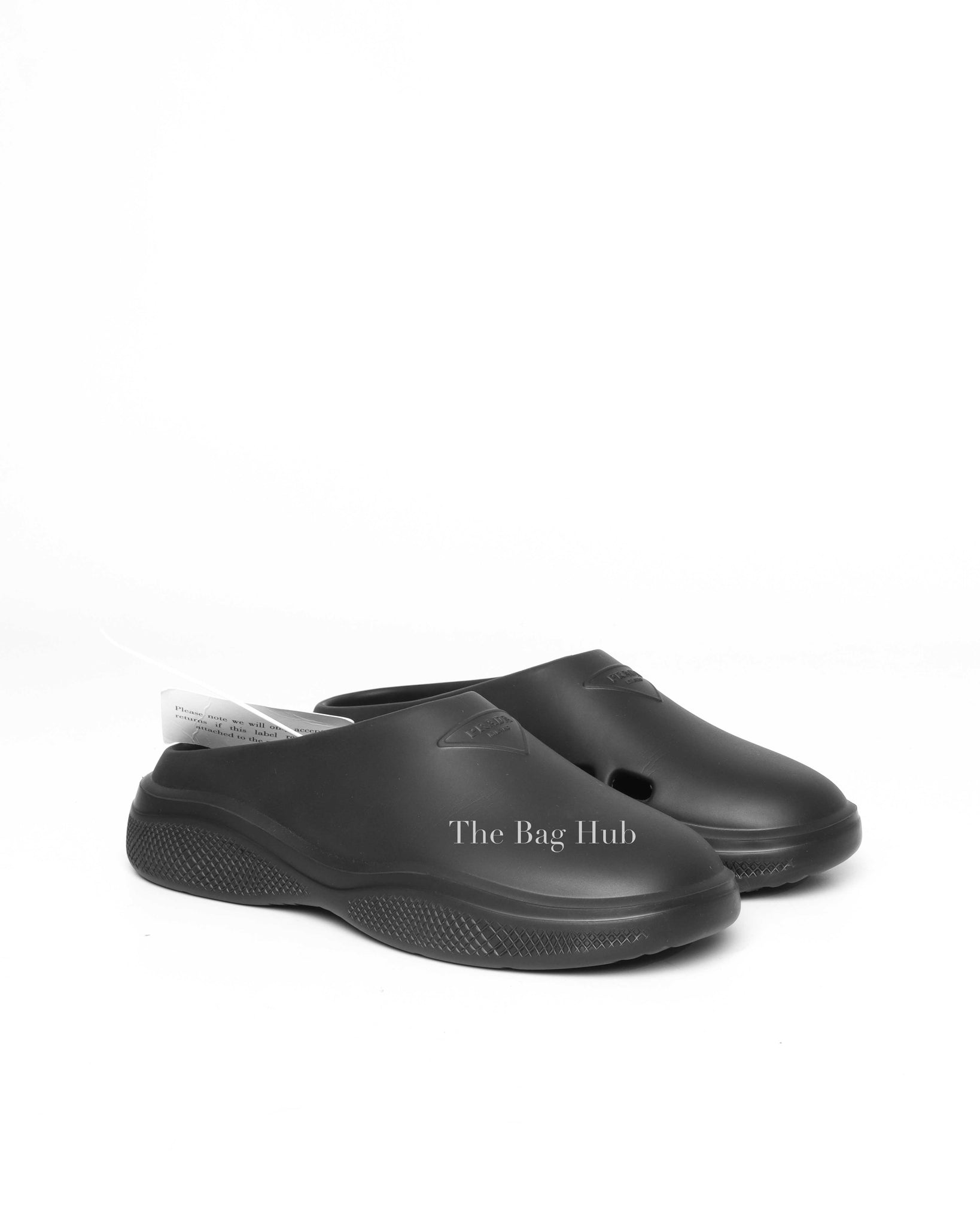 Prada Black Molded Rubber Mules Mens Sandals Size 41-2