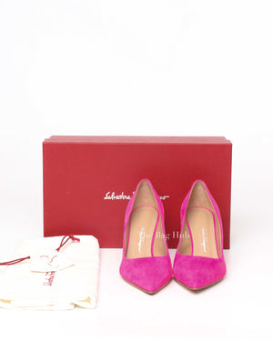 Salvatore Ferragamo Hot Pink Suede Ilary Pumps 70 Size 35.5 - 9