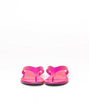 Balenciaga Neon Pink Logo Flip Flops Size 37-3