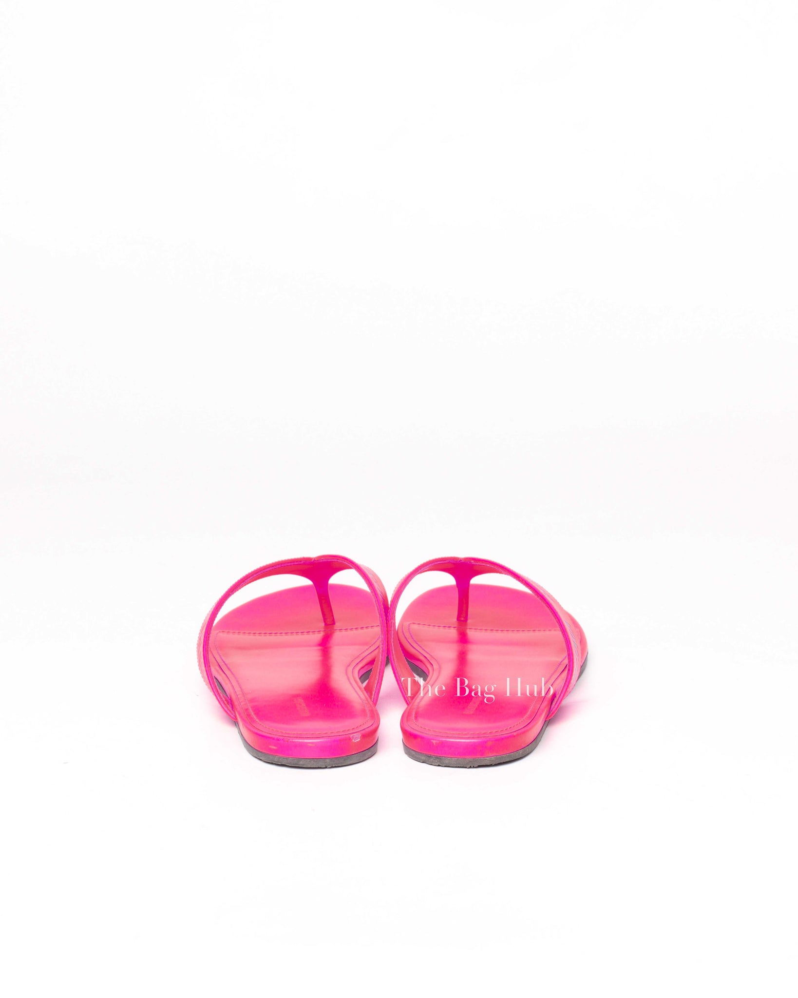 Balenciaga Neon Pink Logo Flip Flops Size 37-7