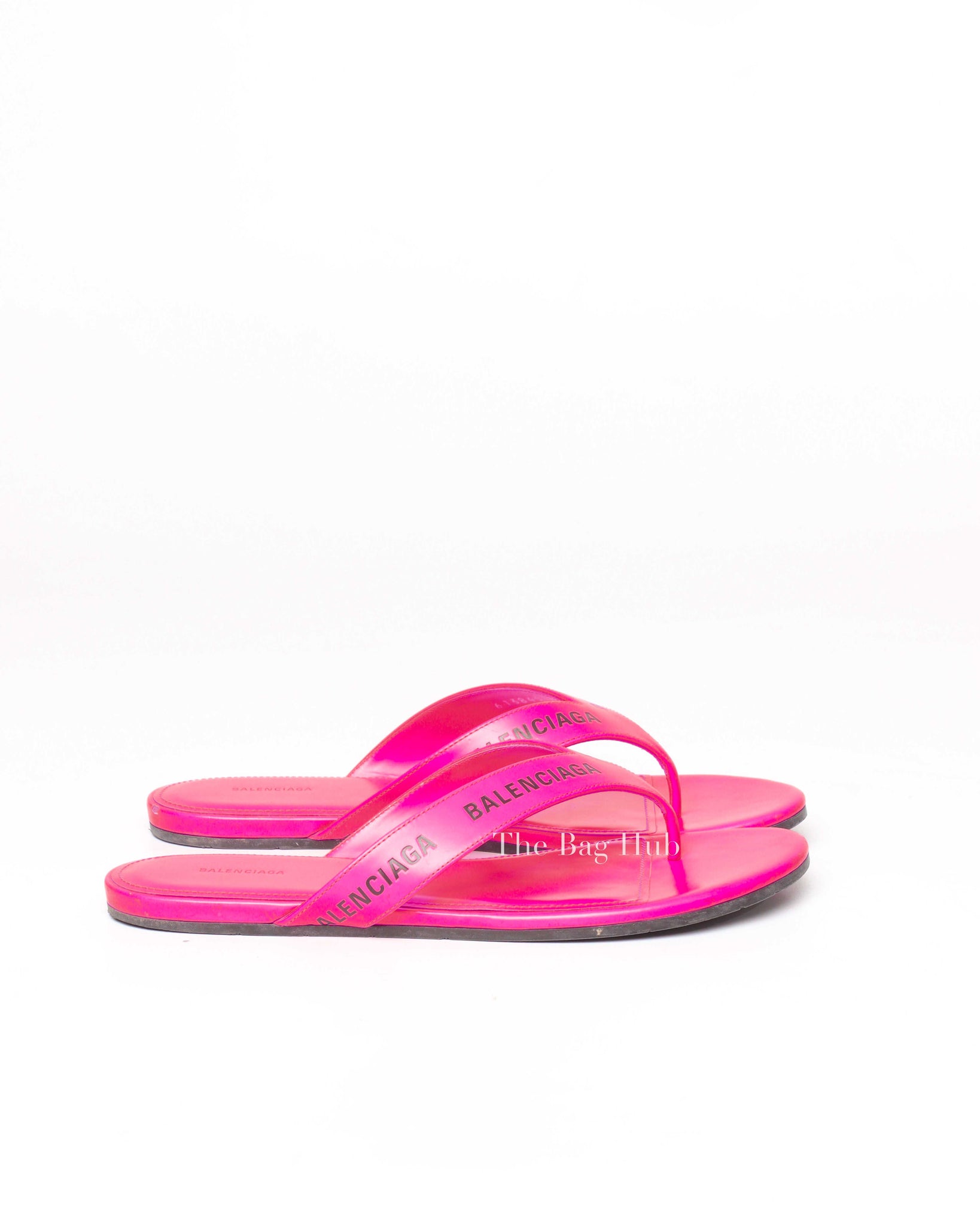 Balenciaga Neon Pink Logo Flip Flops Size 37-5